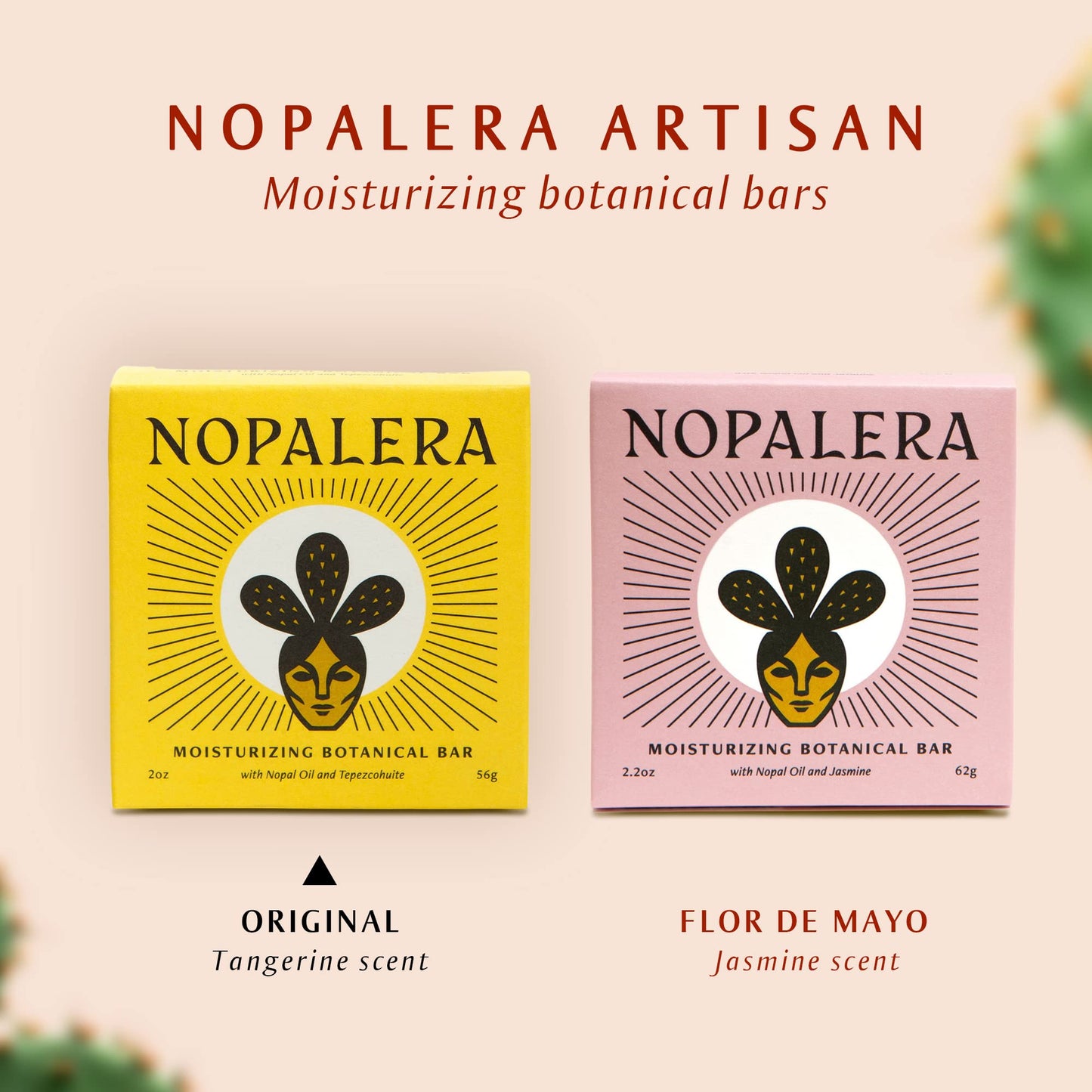 Nopalera Botanical Lotion Bar - Plant-Based Cactus Moisturizer with Prickly Pear Oil & Tangerine Oil, Deeply Moisturizing, Vegan, Natural Citrus Fragrance, 2.2 oz.