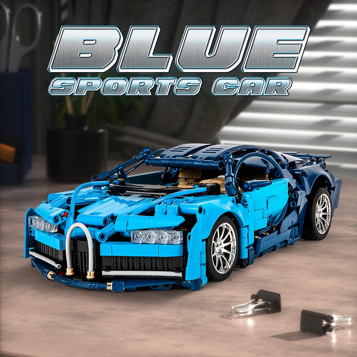 GOTIMON Bluce Sports Car MOC Building Blocks Kit, 1:14 Scale Sports Car Model Toys(1355 Pcs)，Gift for Adults and Kids