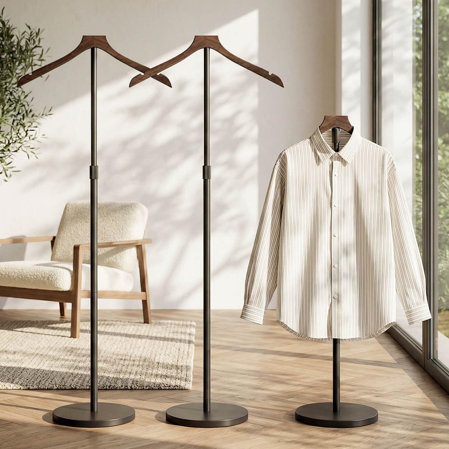 OLV 2 Pack Mannequin Torso, Adjustable Shirt Display Stand 30 to 41 Inches Height, Stable Dress Form Clothing Display Stand for Vendor, Portable Garment Rack for Coat Jacket, Walnut Wood