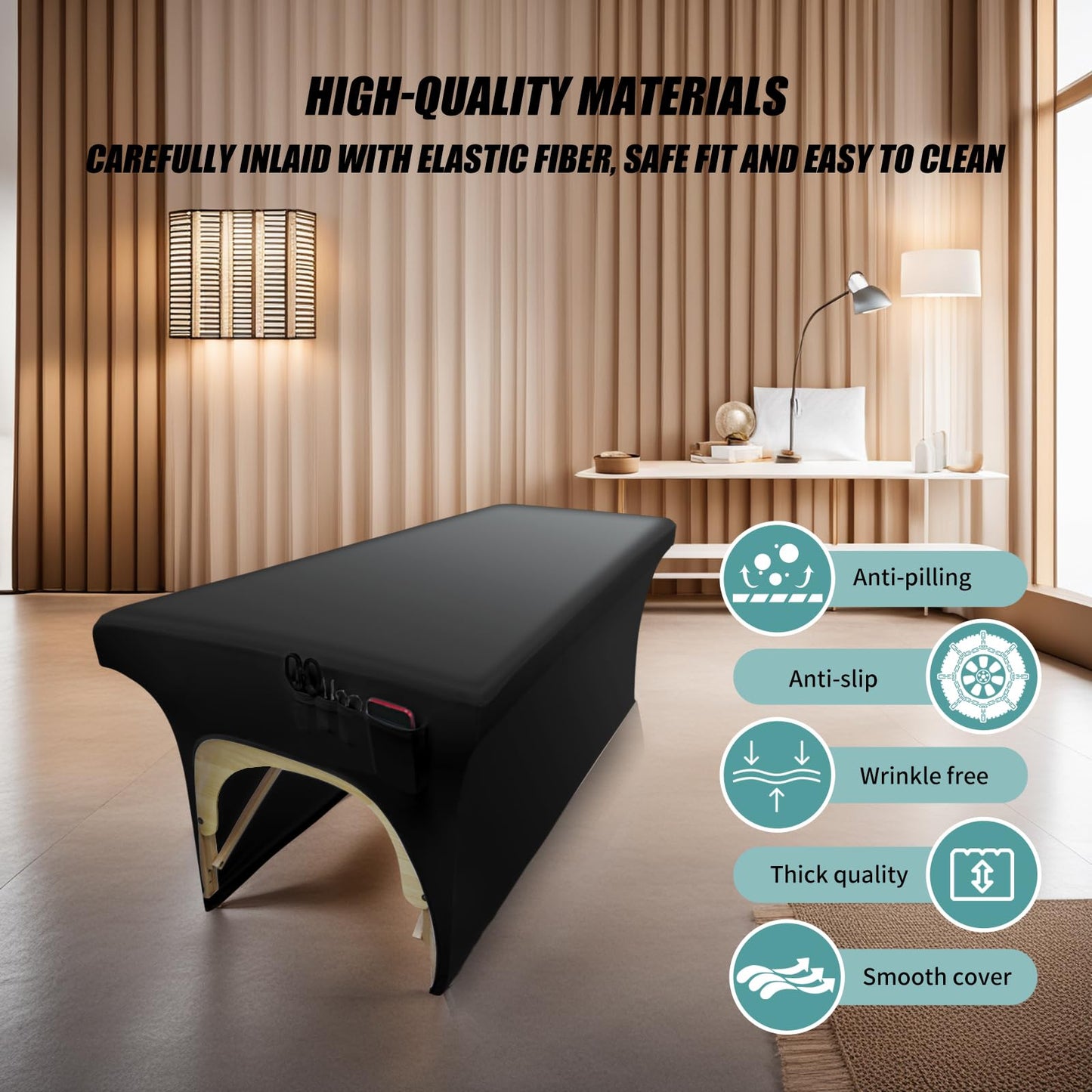 Lufyzora Lash Bed Cover Wipeable PU Leather Massage Table Cover Waterproof and Reusable Spa Bed Cover ，Odorless and High Elasticity Vegan Leather Lash Bed Topper（6FT，Top Pocket Design）
