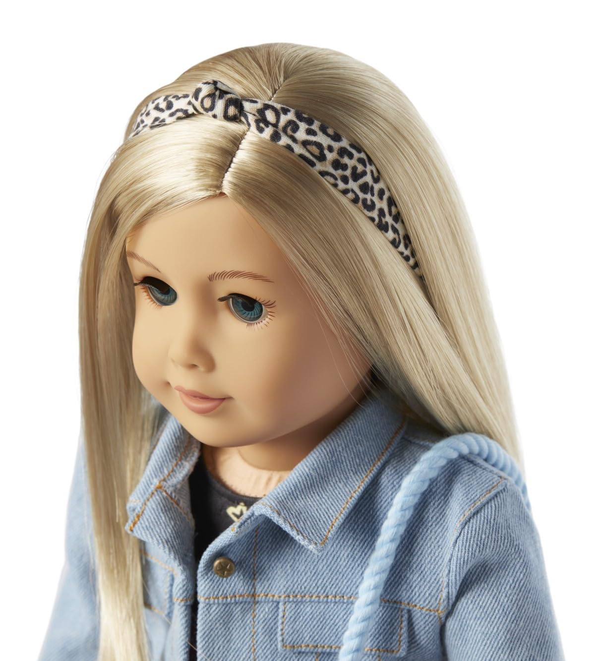 American Girl Truly Me 18-inch Doll Accessories Jean Jacket, Printed Purse, and Leopard-Print Headband, For Ages 6+