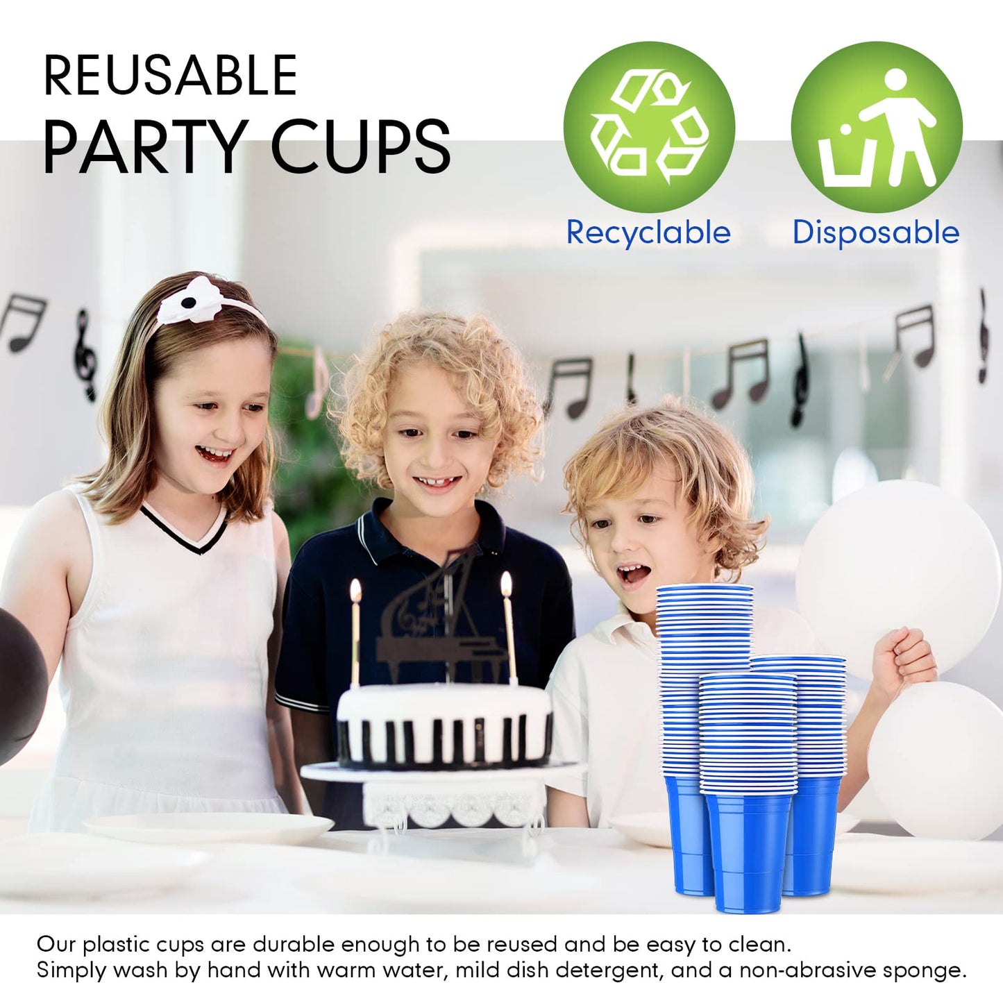 Mimorou 200 Pack Plastic Cups Bulk for Wedding Party 16 oz Disposable Cups Stackable Plastic Beverage Drinking Tumblers for Birthday Bachelor Baby Shower Christmas Graduation Picnics Party(Blue)
