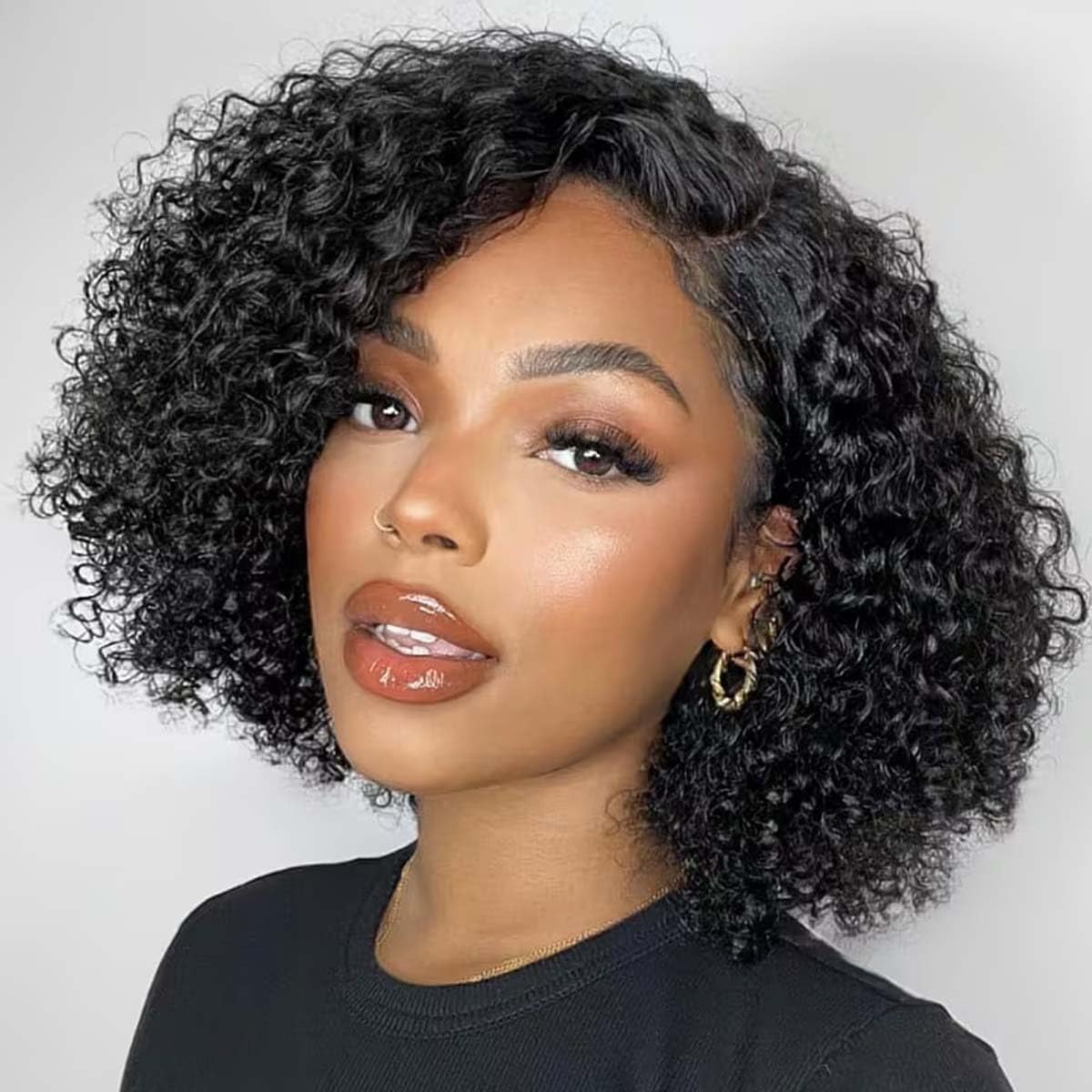200% Density Short Curly Bob Wig Human Hair Deep Wave 13x4 HD Lace Front Wigs Human Hair for Black Woman Water Wave Glueless Wigs Human Hair Pre Plucked Natural Color 10 Inch