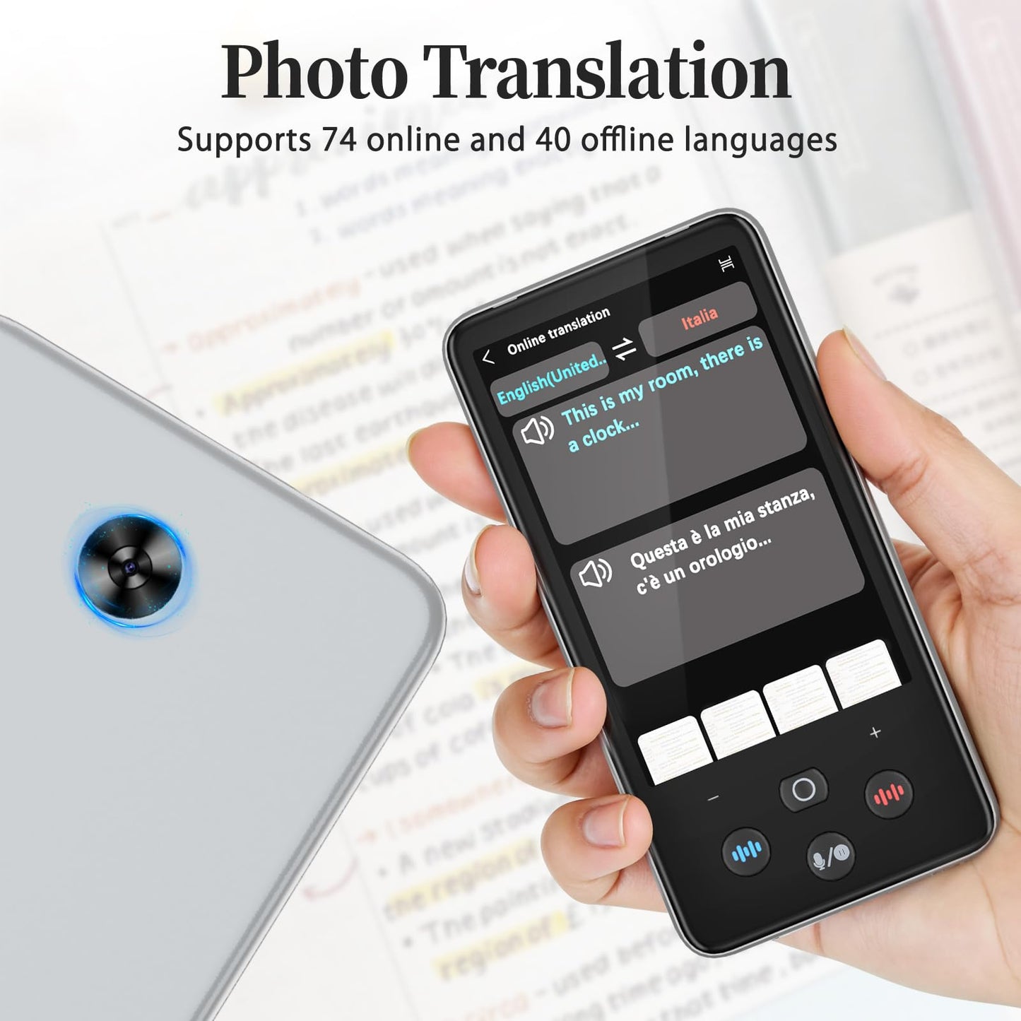 Language Translator Device, Real Time Voice Translation Device for 138 Languages, Traductor de Voz Instantaneo 2025, 3.97"Touchscreen Traductor de Idiomas, for Business Travel Learning Ingles Español