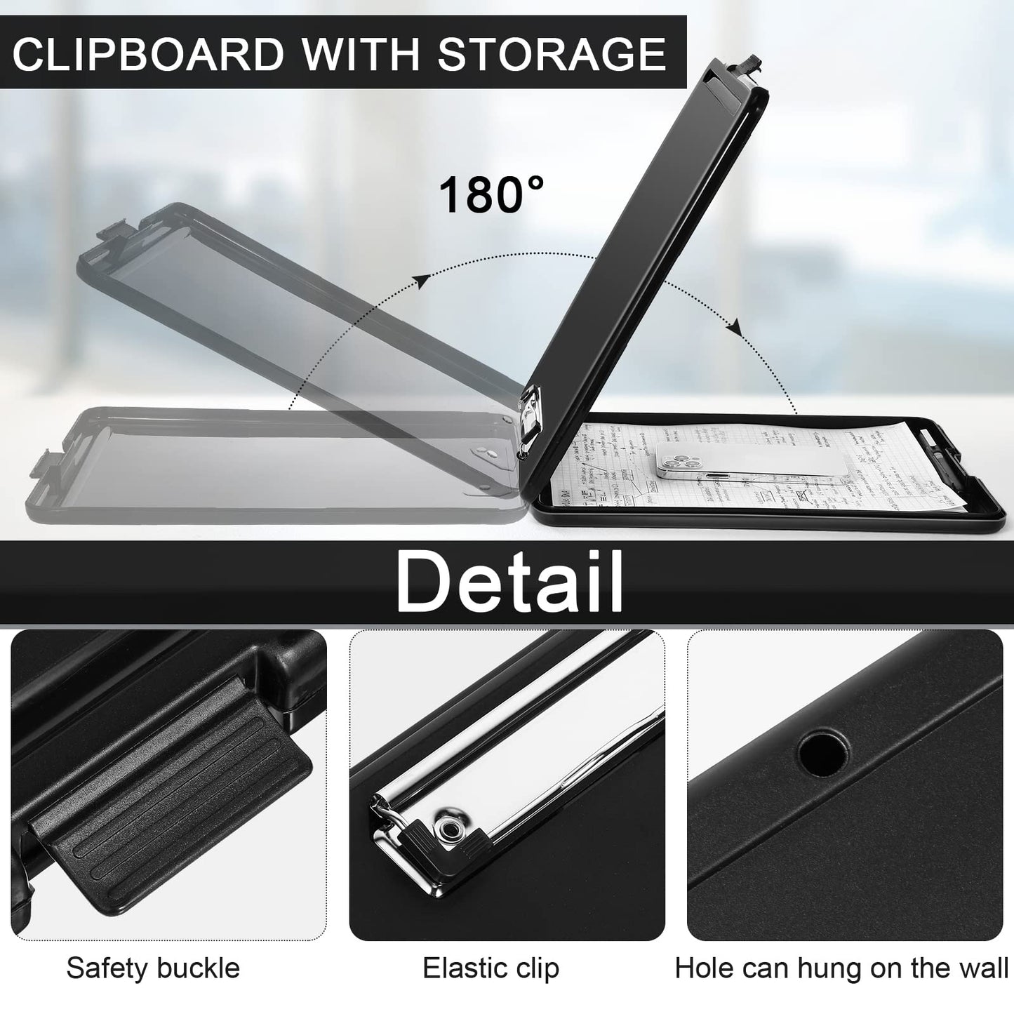 Mimorou 10 Pcs Clipboard with Storage,9.5 x 13.5 Inch Plastic Heavy Duty Foldable Clip Board with Pen Holder Low Profile Clipboard for Nurse Teacher Classroom Office Back to School Supplies