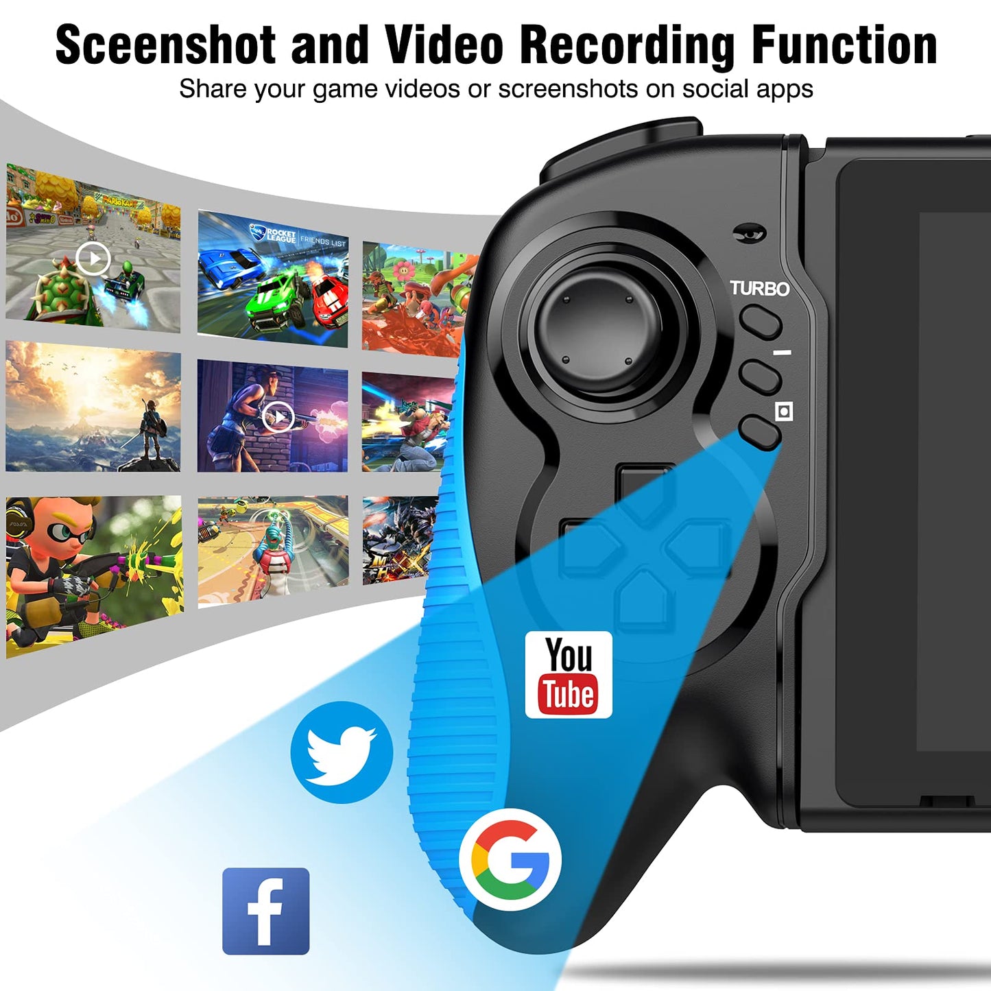 Gammeefy Switch Controller for Switch/OLED, Hall Effect One-Piece Joypad Controller Replacement for Switch Pro Controller, Switch Controllers Remote with Adjustable Turbo and Dual Motor Vibration