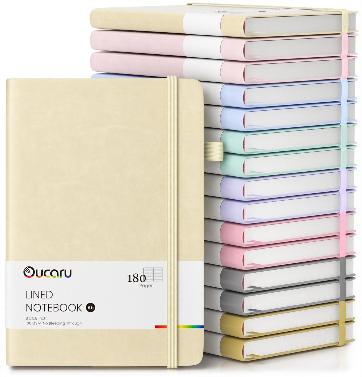 Oucaru Lined Journal Notebook, 16 Pack, 180 Pages, A5 Journals for Writing, 100 GSM Thick Paper, Small Notebooks Daily Journal for Women Men Work, Business, School, Travel Supplies