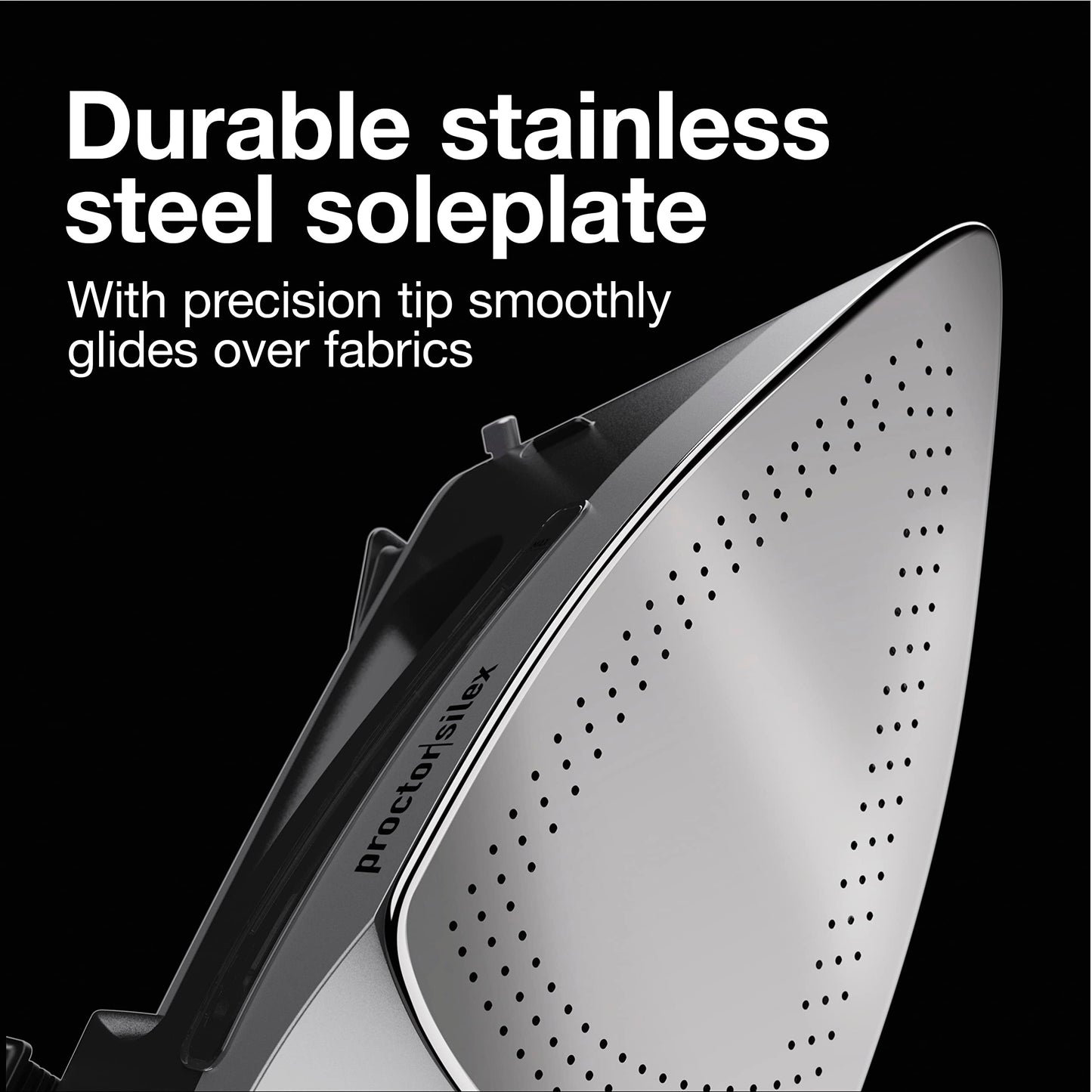 Proctor Silex Steam Iron for Clothes with Durable Stainless Steel Soleplate, 1500 Watts, 8’ Retractable Cord, 3-Way Auto Shutoff, Anti-Drip, Gray and Black (14250)