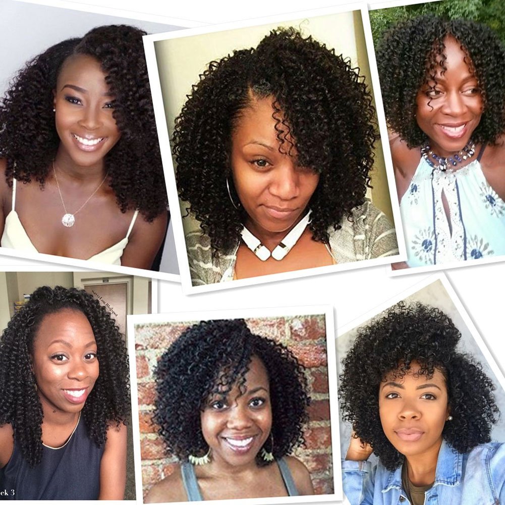 Brazilian Curly Bundles Human Hair Brazilian Kinky Curly Weave 4 Bundles Human Hair 100% Unprocessed Brazilian Virgin Human hair Natural Color (Curly Bundles, 4x10 Inch)