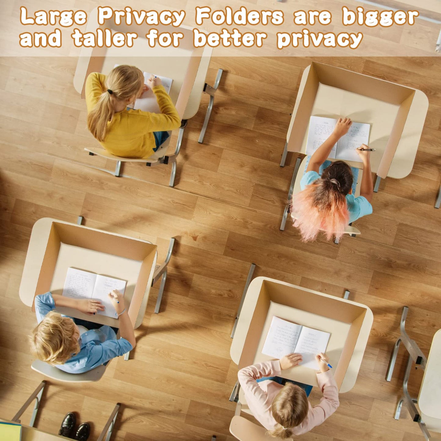 Gueevin 30 Pcs Classroom Desk Dividers for Students Test Privacy Folders for Better Focus Overall Size 13" x 20" x 17" School Testing Study Cardboard (Brown)