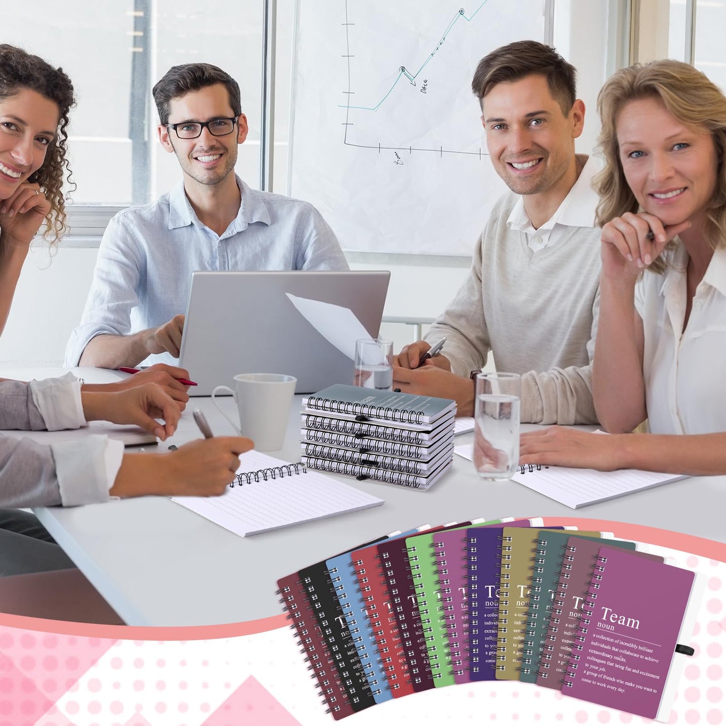 Fullhawl 24 Pcs Team Appreciation Gift Bulk for Employee A6 Spiral Notebook Motivational Journal Notepad Thank You Gift for Nurse Teacher Coworker Employee, 100 Page/50 Sheet(Bright Color)