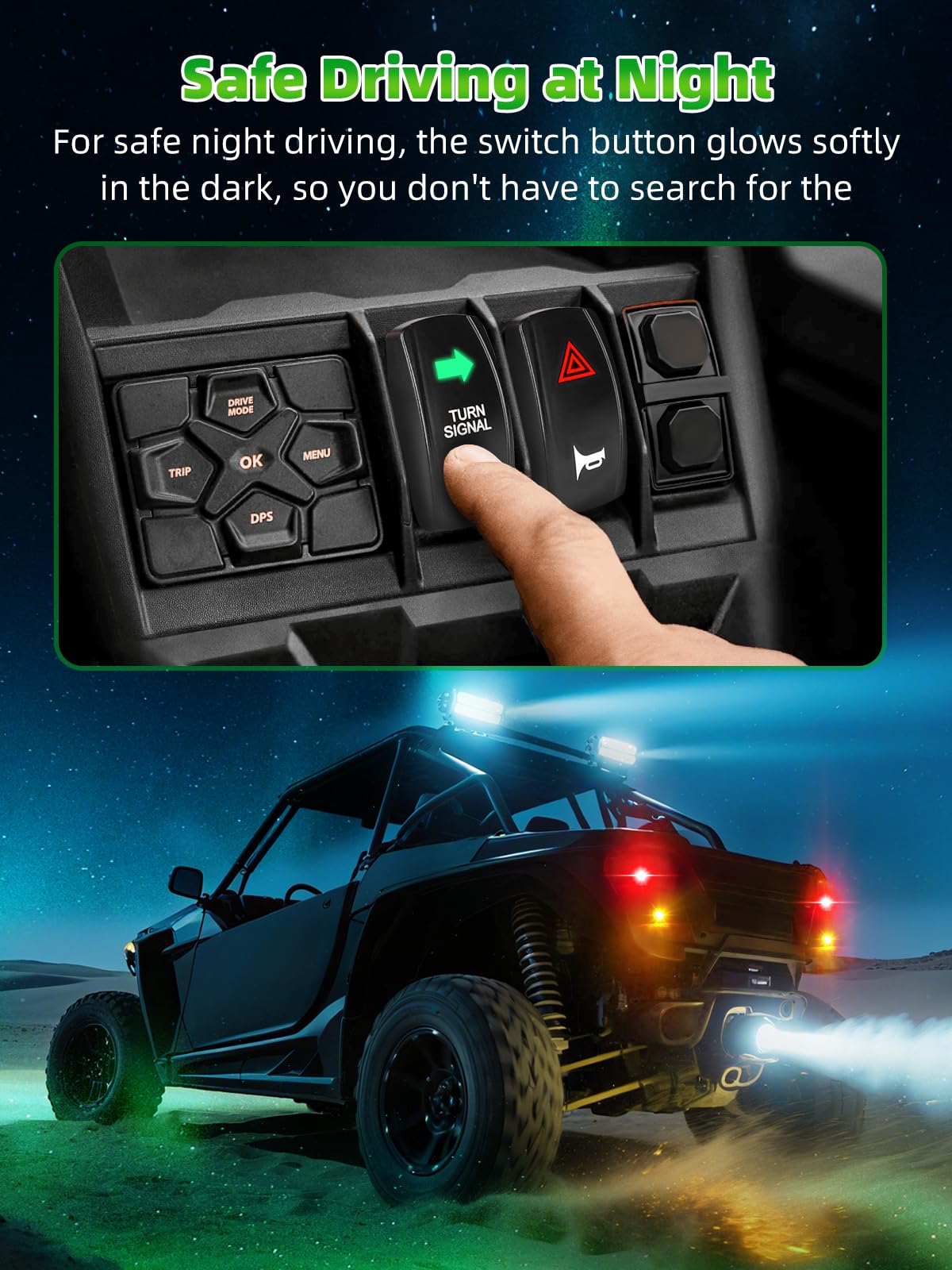 VI9000 UTV Turn Signal Kit, Pre-Wired, Plug and Play Universal Street Legal UTV Blinker Kits with Rocker Switch, Hazard Light, 110D Horn, Compatible with Polaris, Can-Am, Kawasaki, CFMOTO