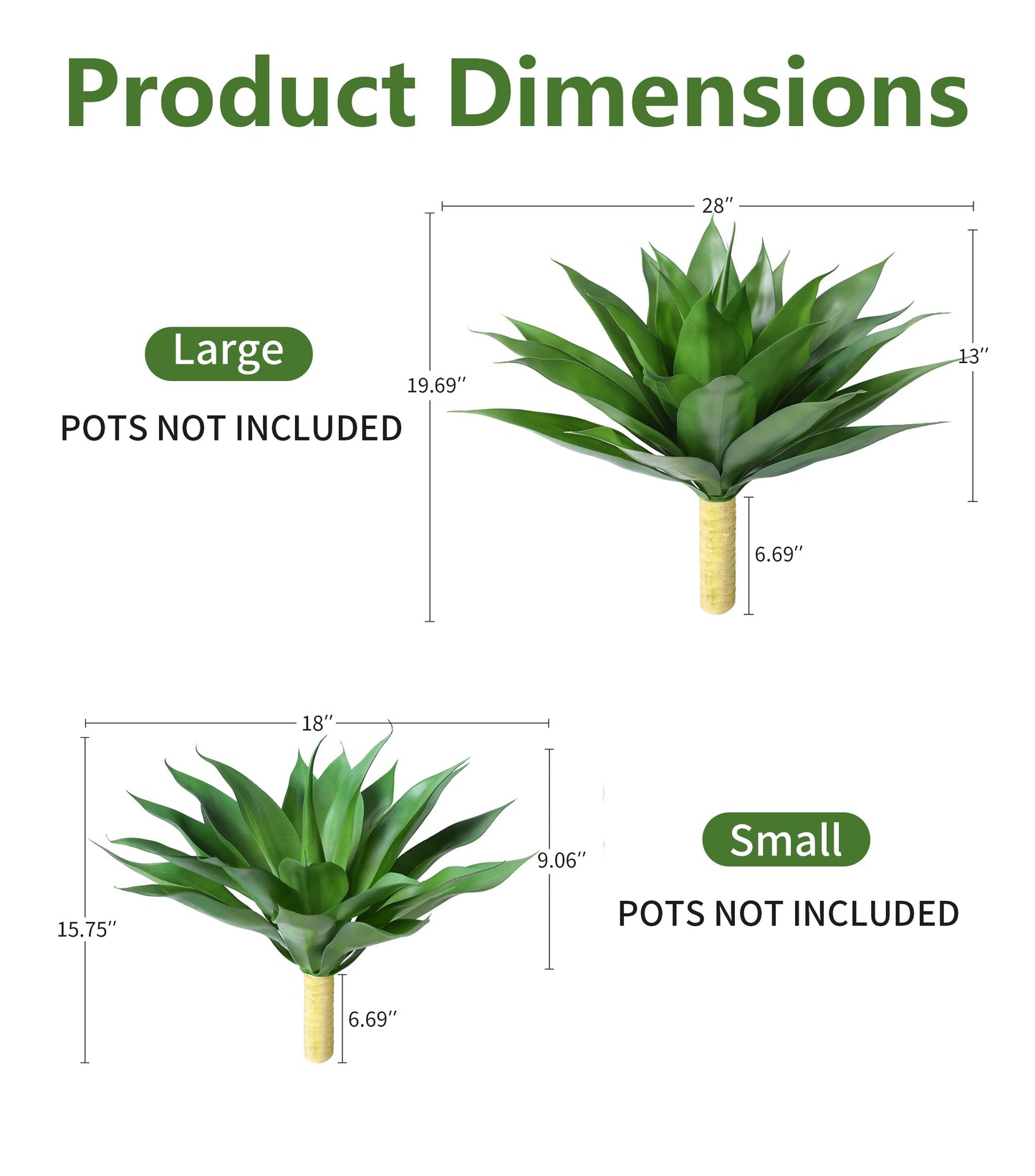 Ivydale Fake Plants, 2 Pcs 28" Agave Artificial Plants Outdoor UV Resistant Faux Outdoor Plants, Large Artificial Plants Outdoor Realistic Greenery for Porch Planter Patio Yard Garden Indoor