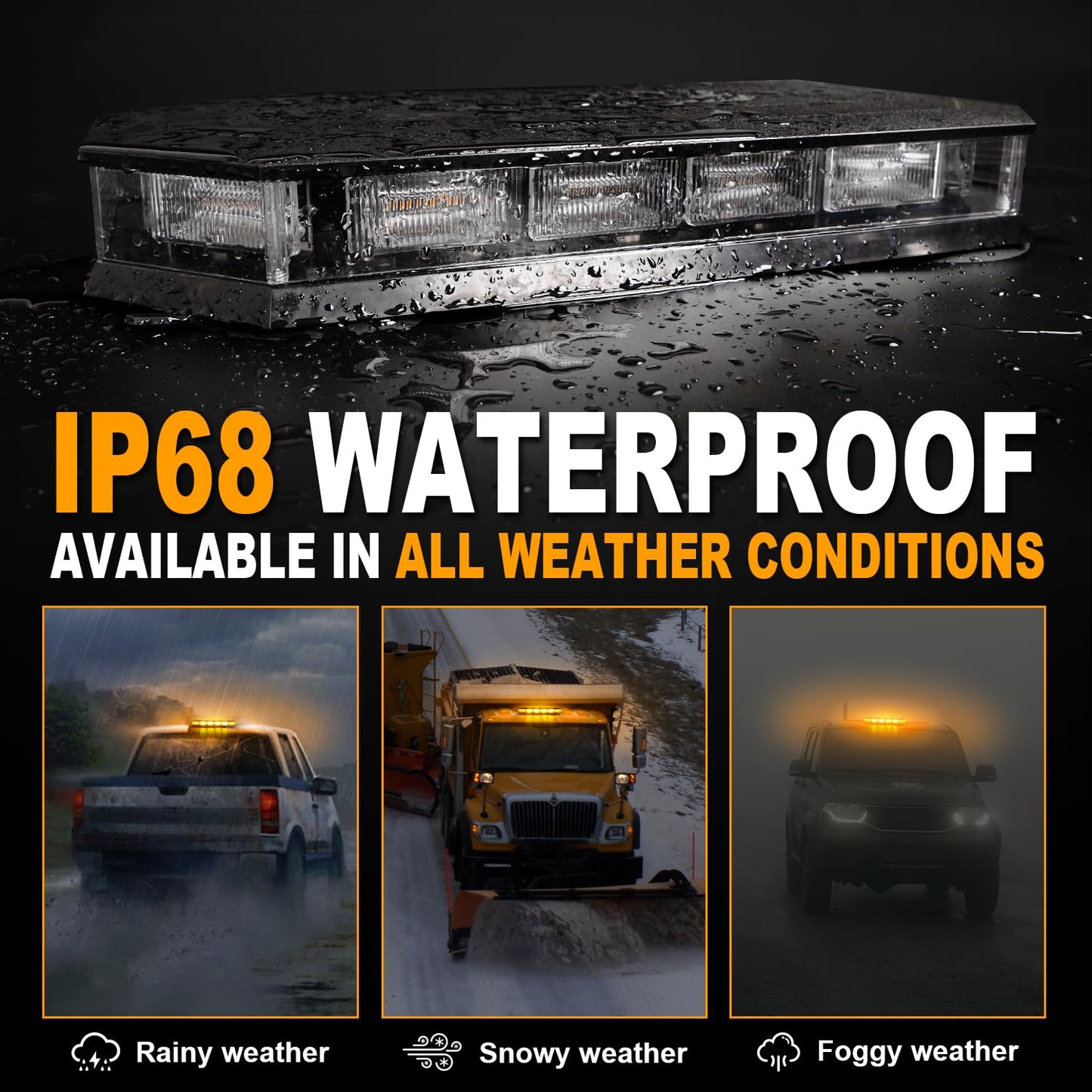ASPL 16.5 Inch Roof Top Beacon Emergency Strobe Light 56 LED Magnetic Warning Caution lights bar Traffic Hazard Plow Light for Trucks Vehicles Construction Snowplow (Amber)