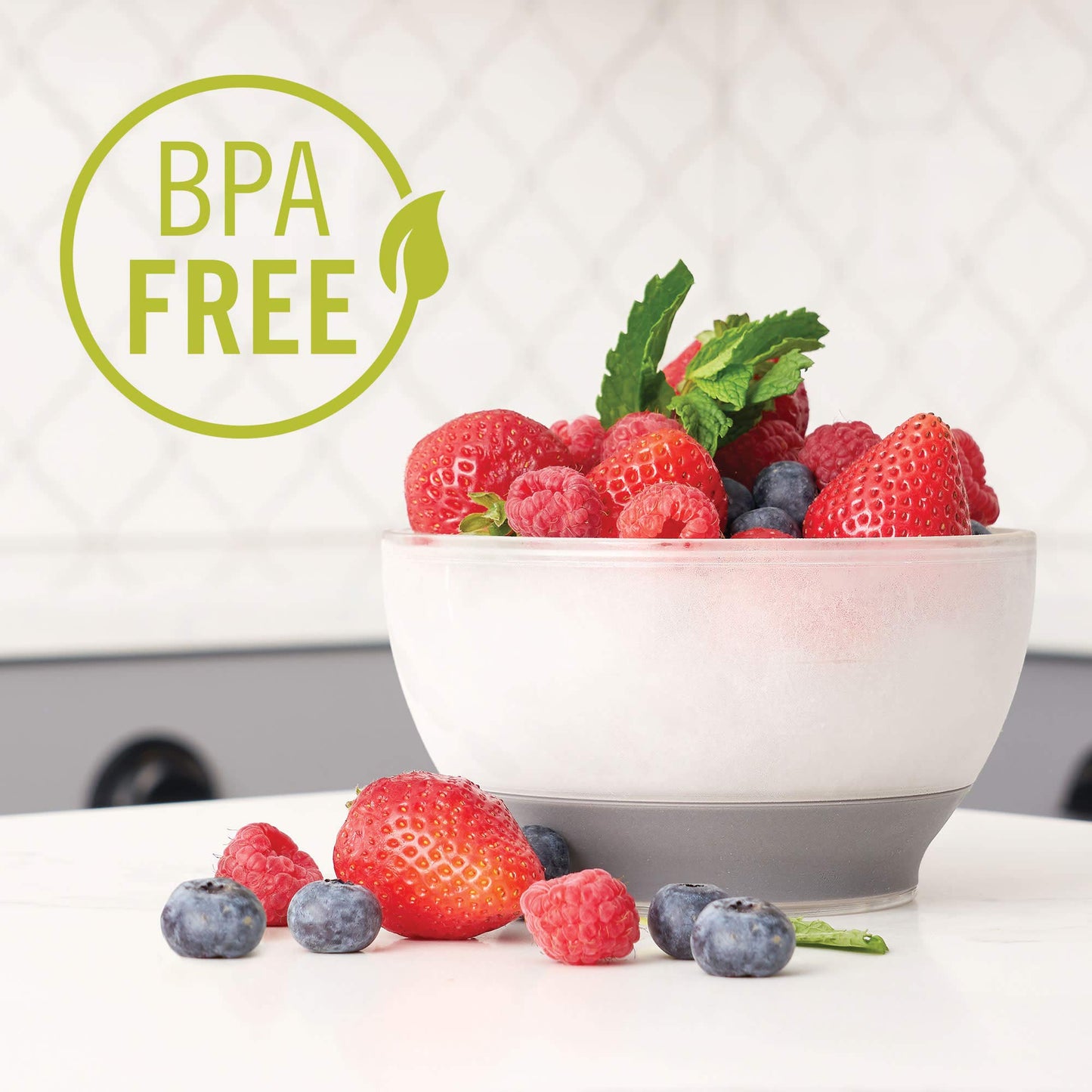 Host Freeze Ice Cream Bowls with Comfort Silicone Grip, Double Walled Insulated Bowl for Cereal, Fruit, Acai, Desserts, Outdoor Party, Kitchen Accessories, 18 oz Set of 2, Grey