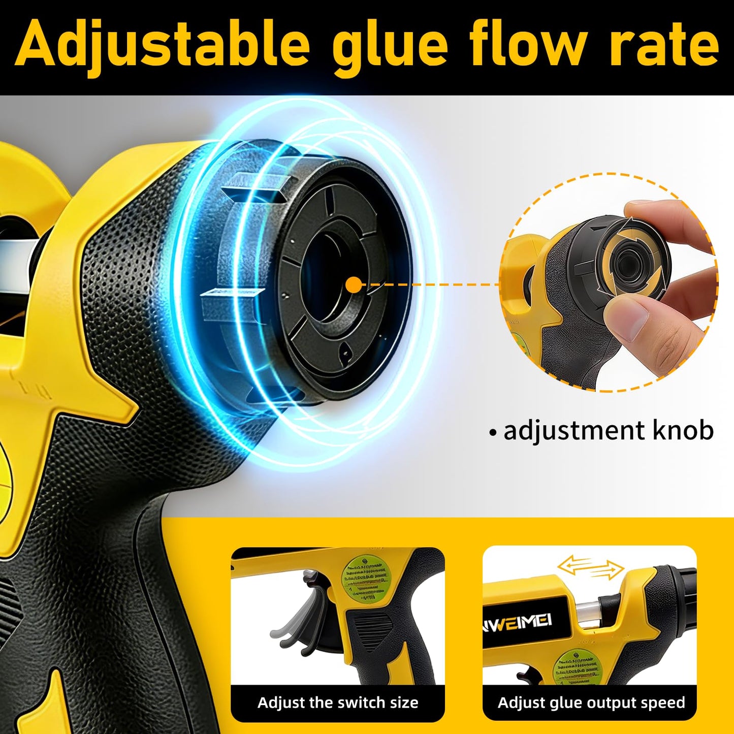 110W Cordless Hot Glue Gun Compatible with DeWalt 18V Battery, Upgraded Digital Adjustable Temp Heavy Duty Glue Gun with 20 Full-Size Sticks for DIY, Arts, Crafts & Home Repair (Battery Not Included)