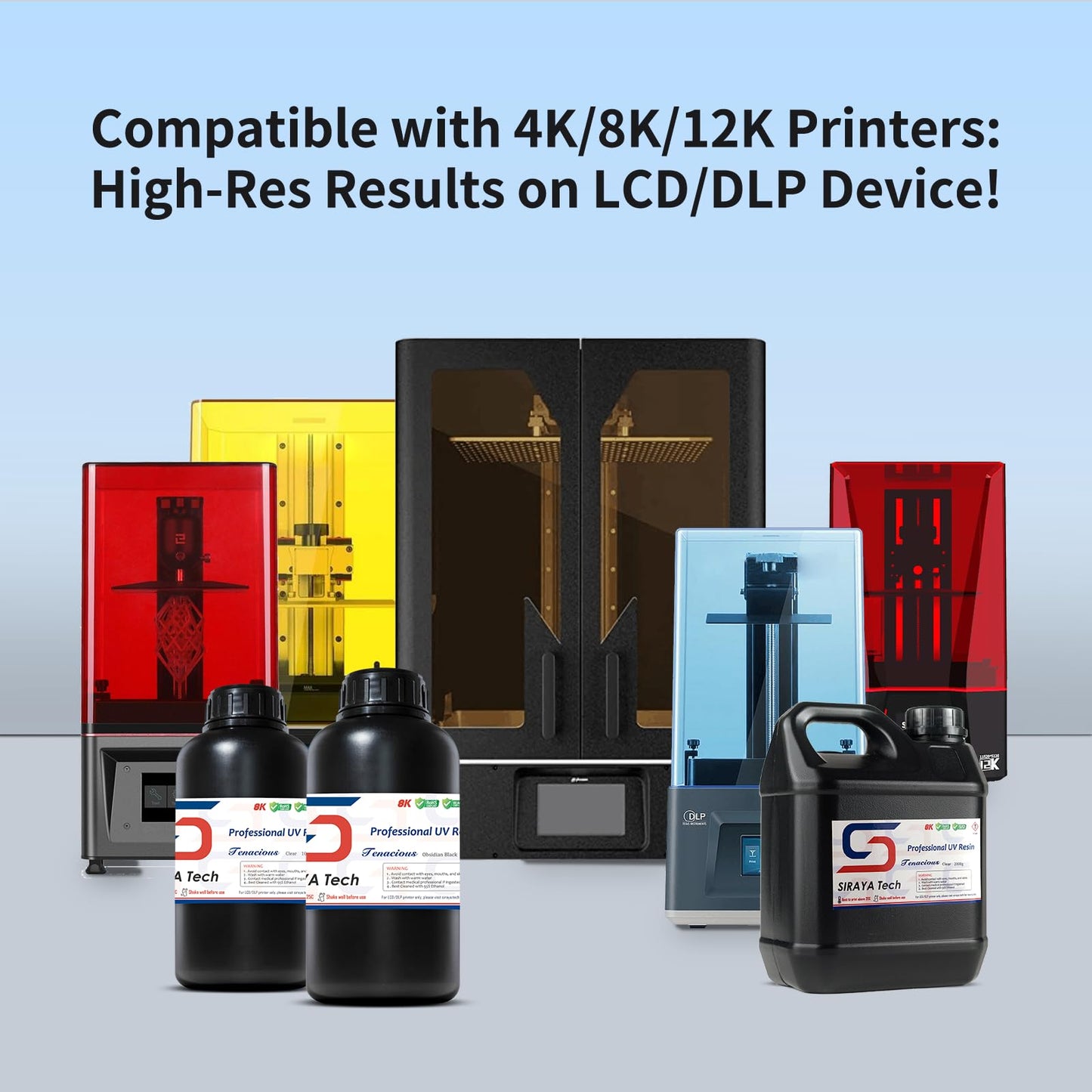 Siraya Tech Tenacious 3D Printer Flexible 405nm UV-Curing Resin with High Impact Resistance Standard Photopolymer Resin for LCD DLP 3D Printing (1000g, Clear)
