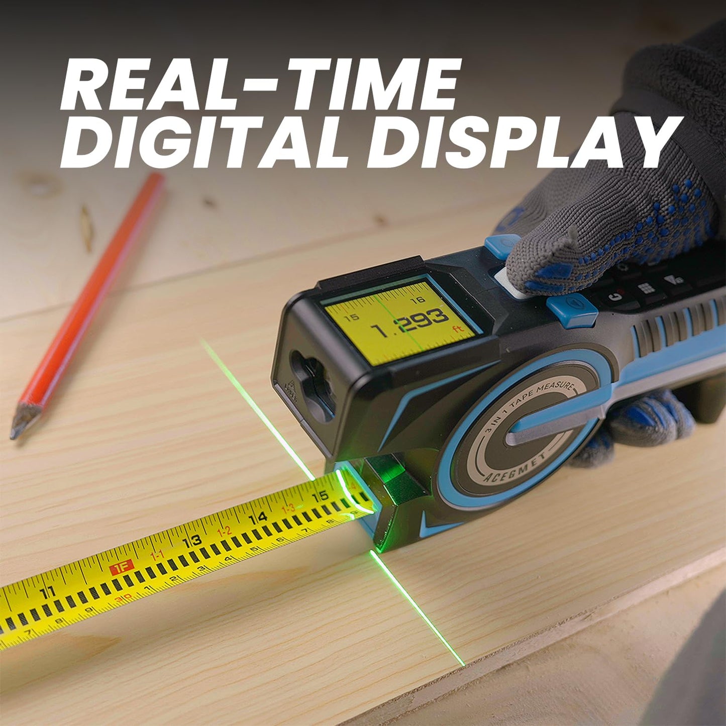 3-in-1 Digital Tape Measure, 330Ft Laser Measurement Tool & Auto Lock Tape with Instant Digital Readout, Extended Laser Line & Incremental Measurement, Replaceable Tape | Swappable Battery | APP Sync