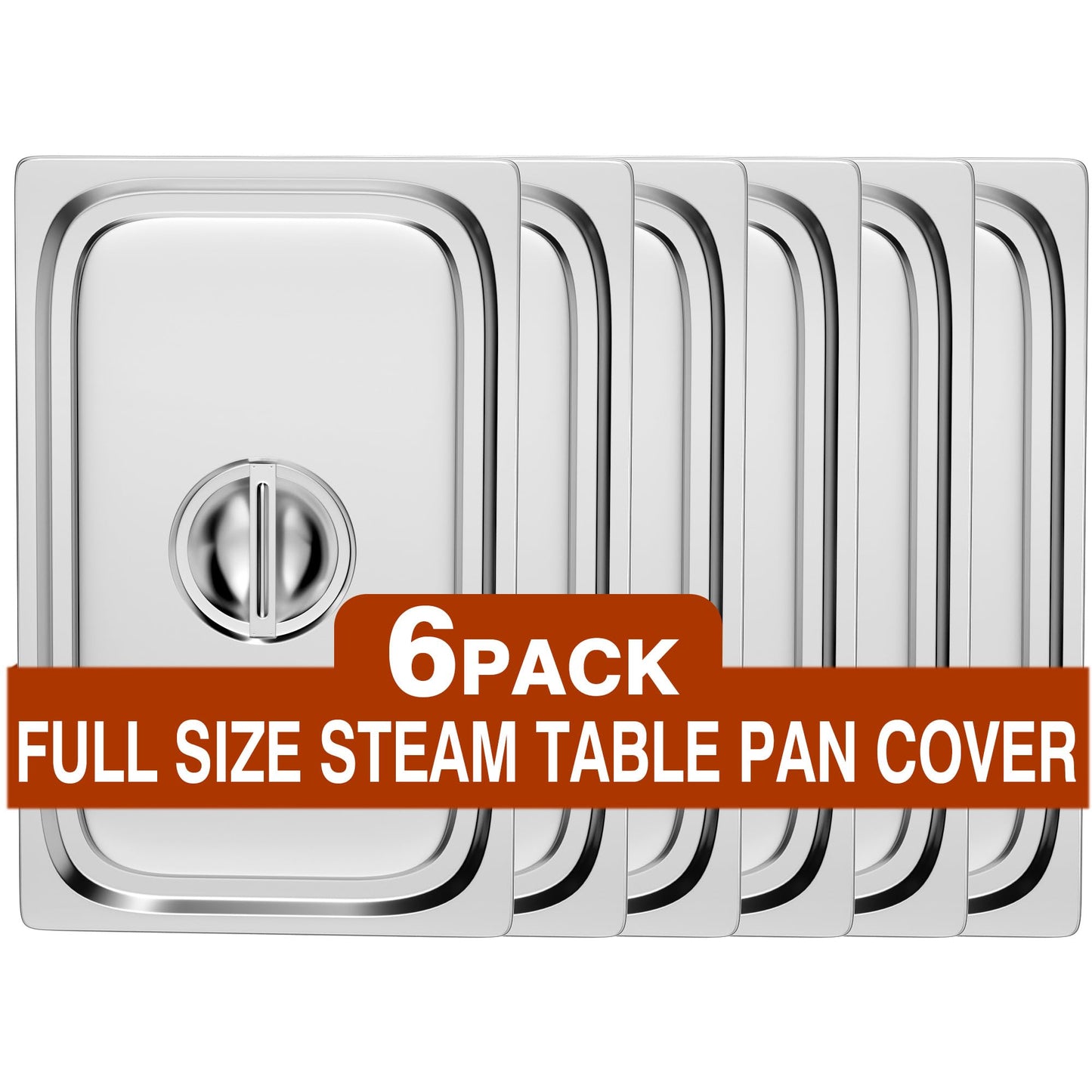 WantJoin Steam Table Hotel Pan Lids - 6 Pack Plain Cover for 1/1 Full Size Stainless Steel Metal Tray Sets Food Storage Container Restaurant Chafing Dishes Commercial Buffet Warmer Catering Supplies