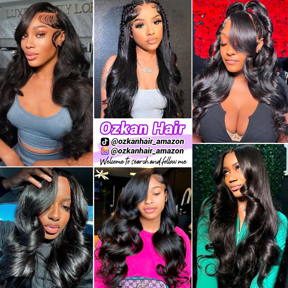 13x6 HD Lace Front Wigs Human Hair Pre Plucked 13x6 Body Wave Lace Front Wigs Human Hair with Baby Hair Brazilian Full Lace Frontal Wig 13x6 Body Wave Wig for Women 180% Density Natural Black 22 Inch
