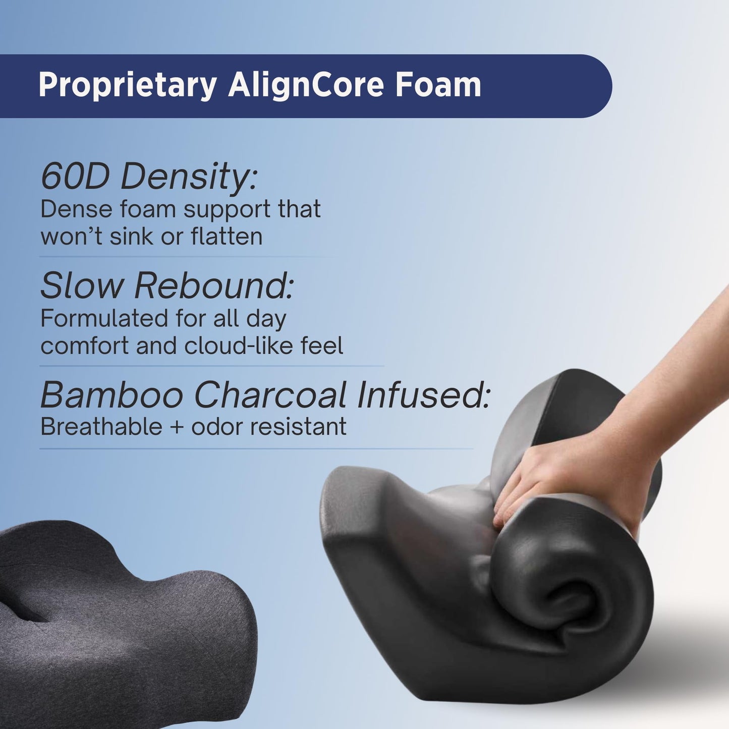 Align Labs Lumbar Support Pillow for Office Chair - Lower Back Pain Relief Cushion with Adjustable SpineAlign™ Bolster, Memory Foam Pillow for Car, Couch, Gaming Seats - Dual Straps, Dark Grey