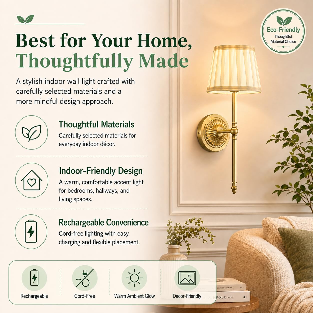 Cordless Wall Sconces Set of 2,10000mAh Small Wireless Battery Operated Wall Sconces Set of Two with RGB LED, Remote, Timer & Dimmable Fabric Gold Wall Lamps for Bedroom, Living Room, Hallway (Gold)