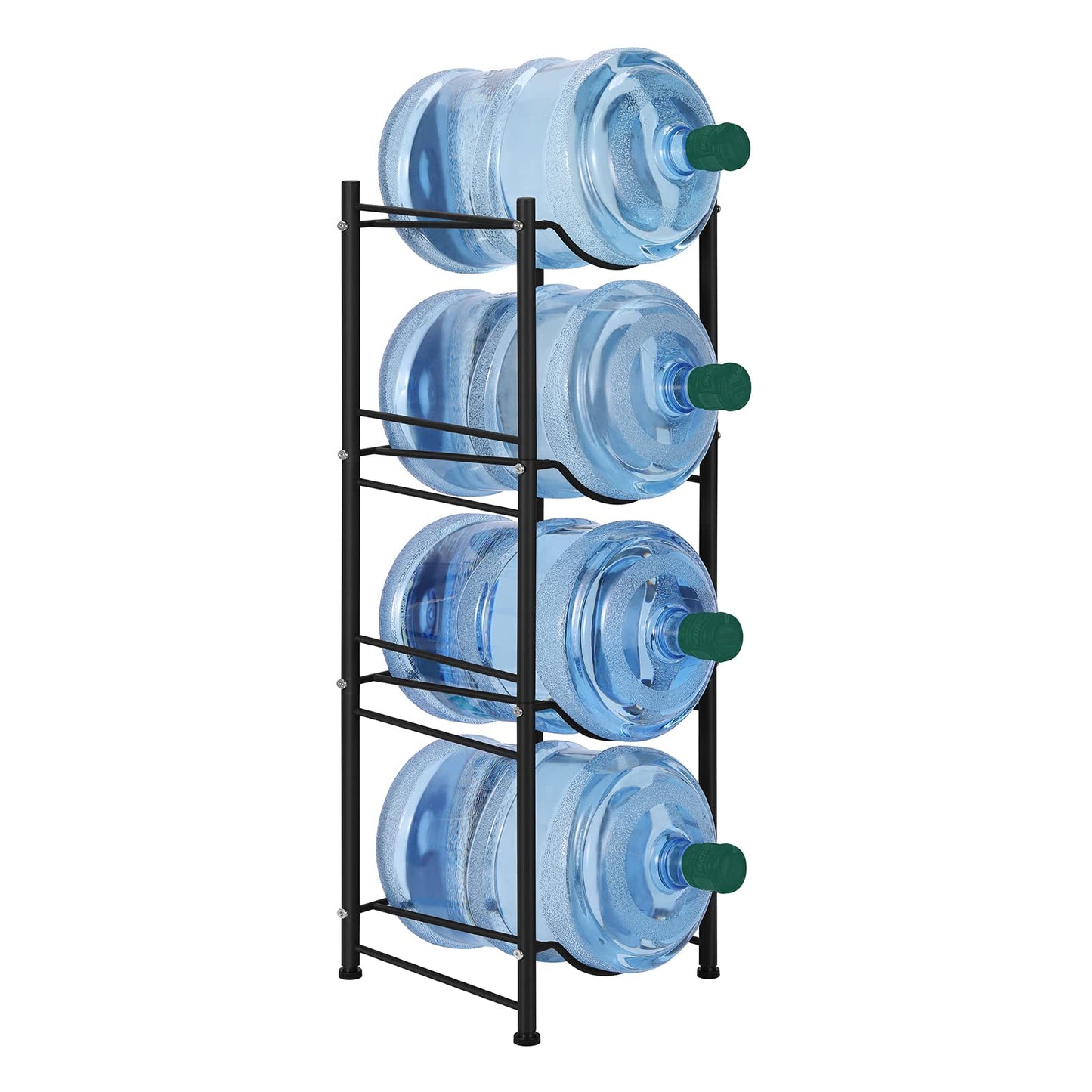 smusei 5 Gallon Water Bottle Jug Holder 4 Tier Heavy Duty Cooler Jug Storage Rack Detachable Bottle Organizer Shelf for Home, Kitchen, Office, Breakroom Space Save, Black