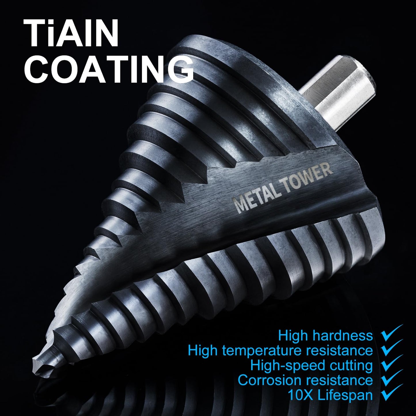 GRENPRO Step Drill Bit for Metal Set, 1/4" - 2-1/2"Large Step Bit, M35 HSS Impact Tough Step Bits for Metal, 1/2" Shank Unibit Step Drill Bits, Stainless Steel, Aluminum, Wood