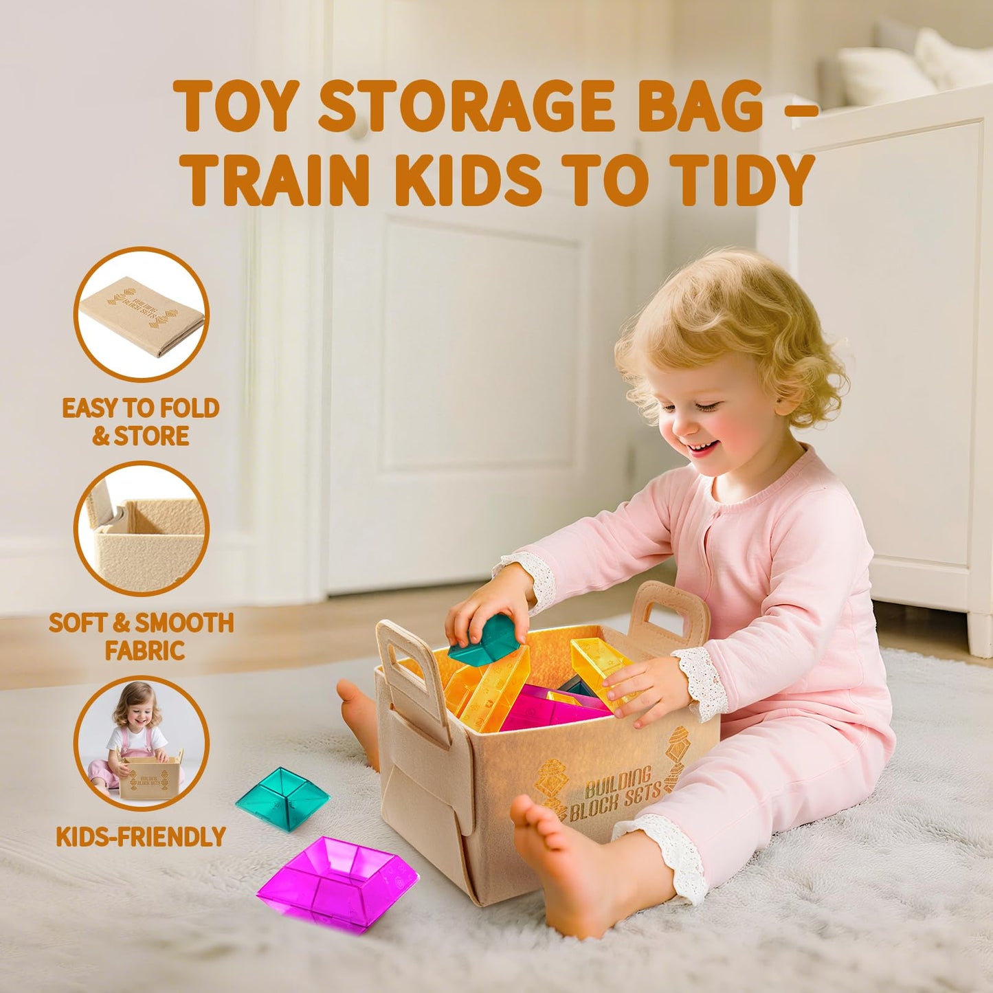 Translucent Building Blocks Set with Toy Storage Bag, 30 Pieces Light Through Stacking Toys for Ages 3+ and Up STEM Kindergarten Education Light Table Gift for Toddlers & Kids