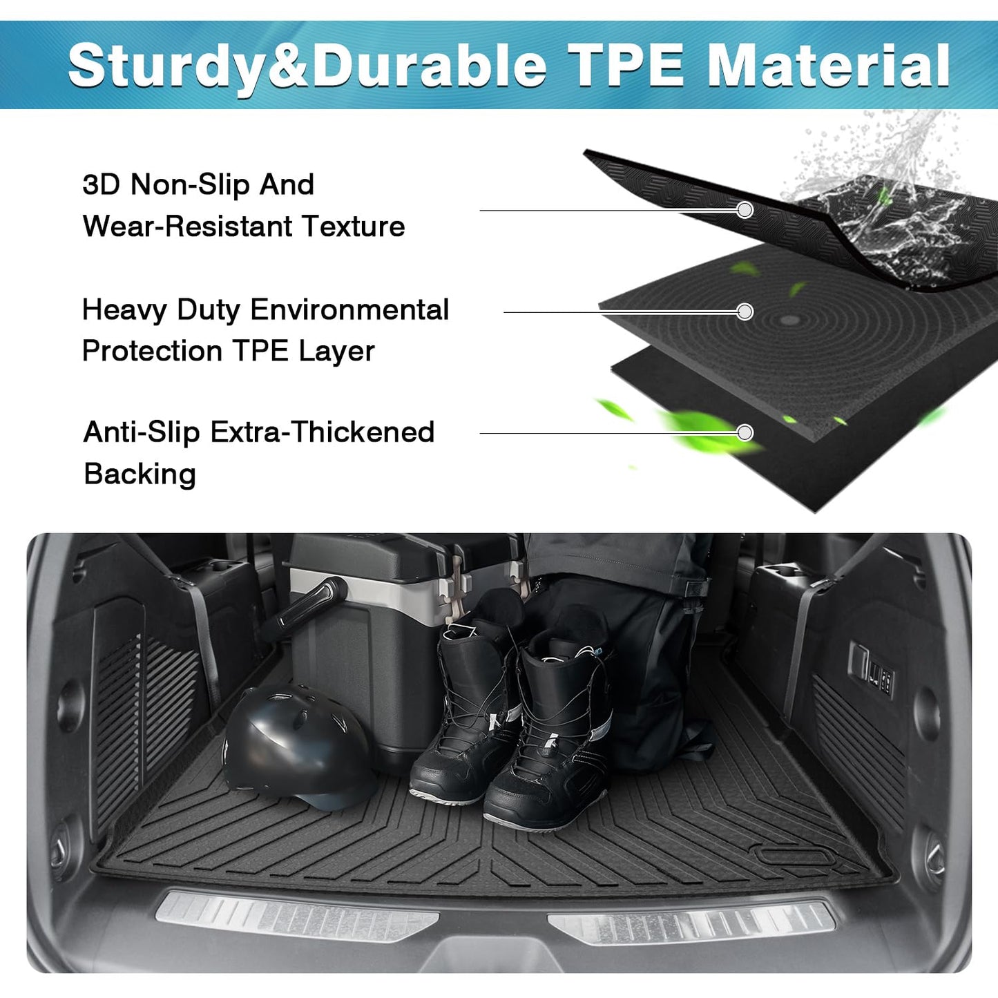 Mixsuper Cargo Liner for 2021-2025 2026 Chevrolet Tahoe/GMC Yukon, Behind The 2nd Row Seats, All Weather Cargo Mat Rear Trunk Liner Black
