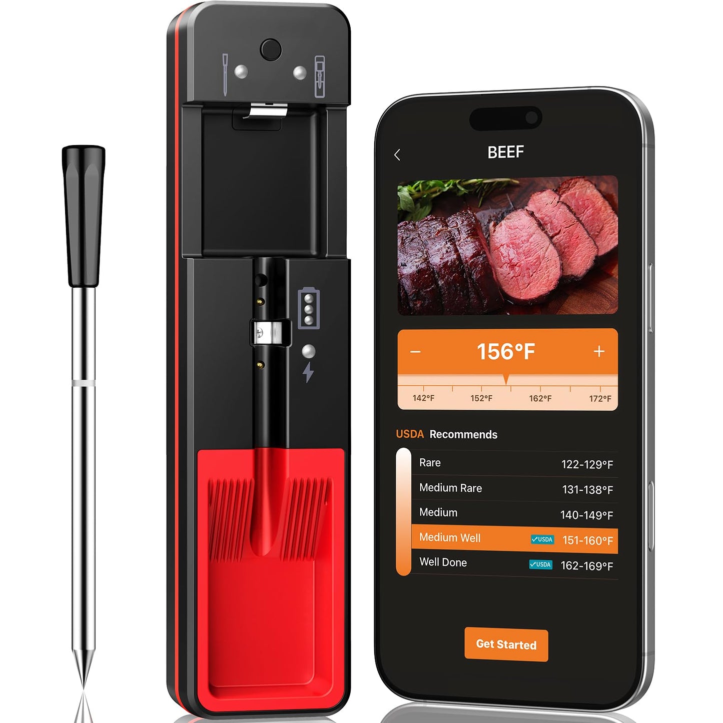 AYMDKI 2026 Upgraded Smart Wireless Meat Thermometer 6 Sensors Accuracy Digital Food Thermometer 0.5S Instant Read, IP67 Waterproof for BBQ, Grill, Smoker, Oven, Air Fryer