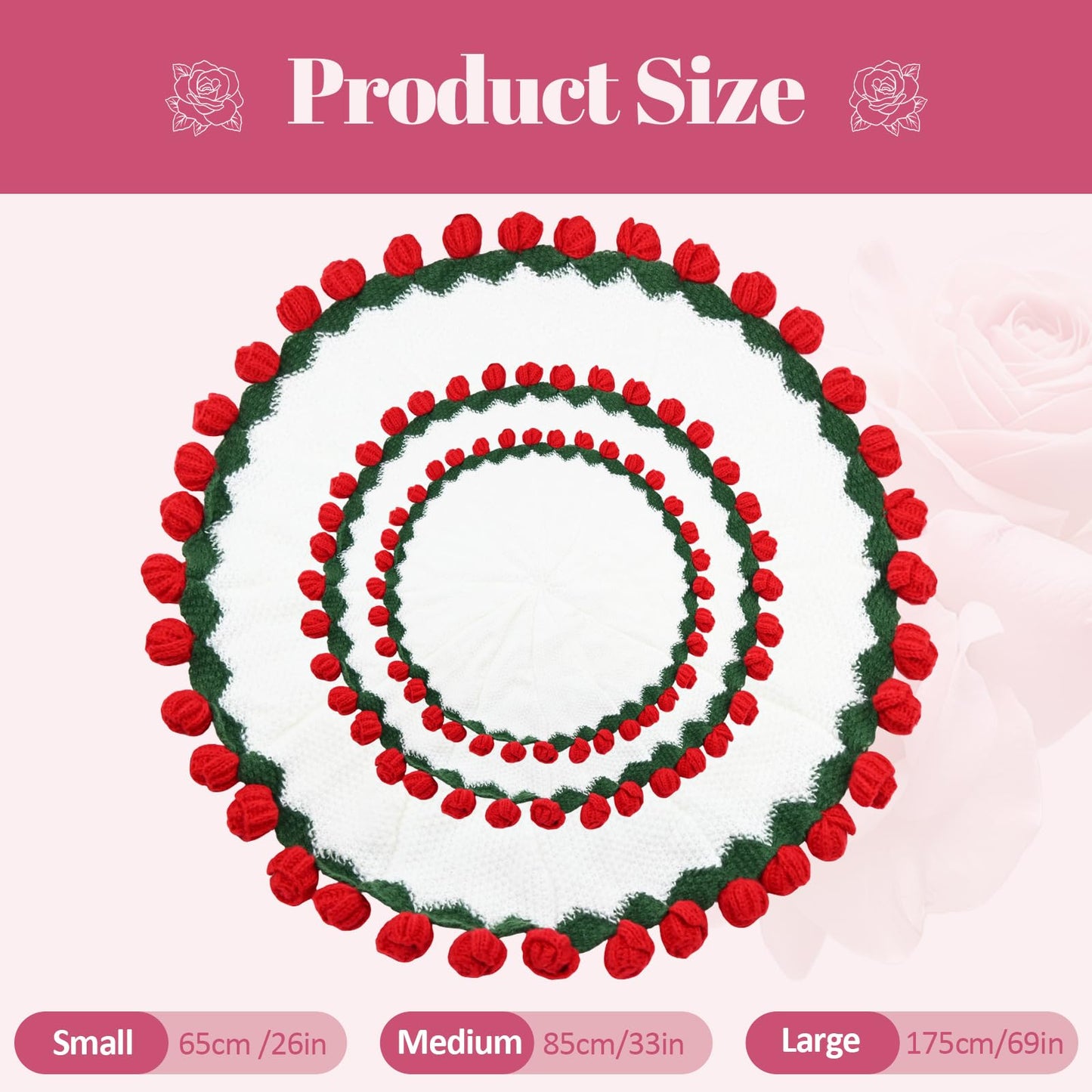 ZMJY Bouquet Blanket 3D Rose Flower Blanket, Ultra-Soft & Breathable Throw Blanket, Handmade Romantic Gift for Birthday, Wedding, Home Decor for Bed, Couch, (Large)