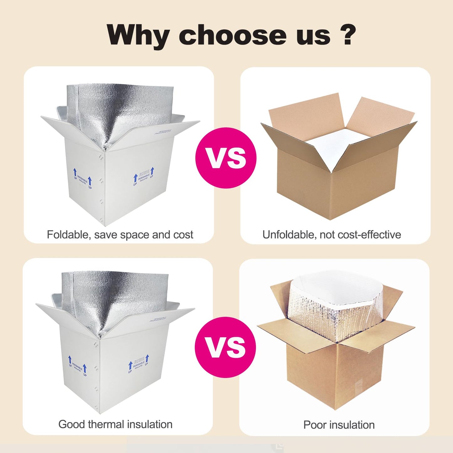 15x10x11" Insulated Shipping Box, Perishable Cooler for Frozen Food Styrofoam Boxes for Cold Shipping Perishables Packaging Insulated Carton with Aluminum Foil Liner Bag, 4 Pack