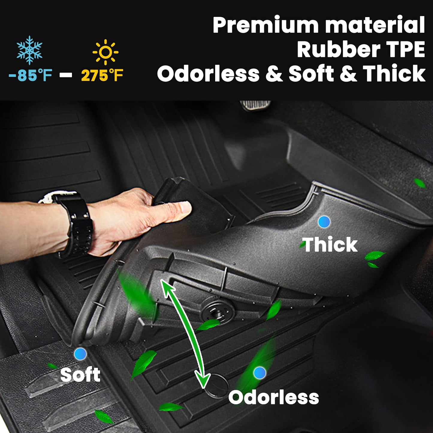 AUXKO All Weather Floor Mat Fit for Kia Soul 2026 2025-2020 TPE Rubber Liners Soul Accessories All Season Guard Odorless Anti-Slip Liner Black