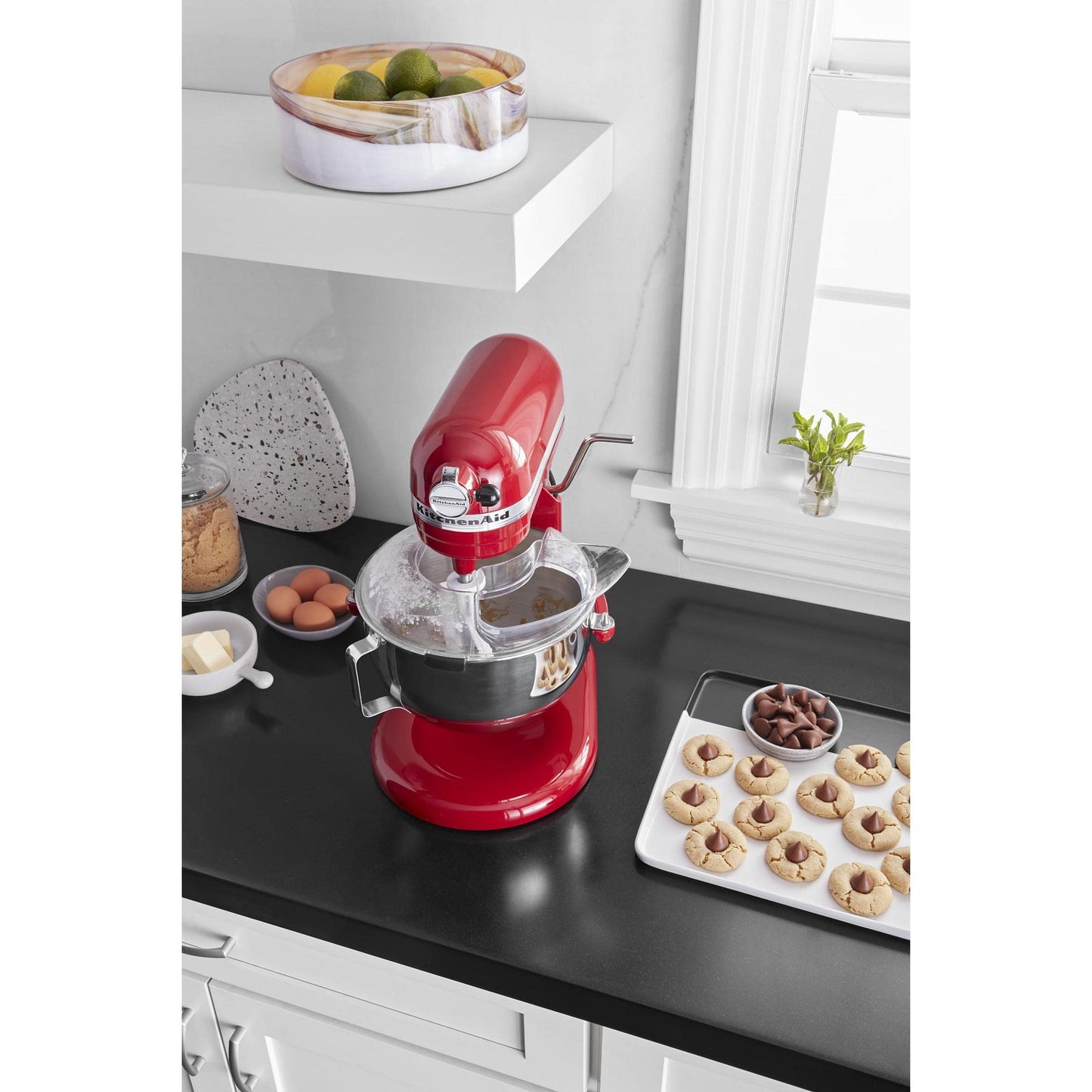 KitchenAid Secure Fit Pouring Shield, Fits all 5, 5.5 and 6 Quart KitchenAid Bowl-Lift Stand Mixers* with stainless steel bowls. * Sold separately, does not fit model KN25WPBH.