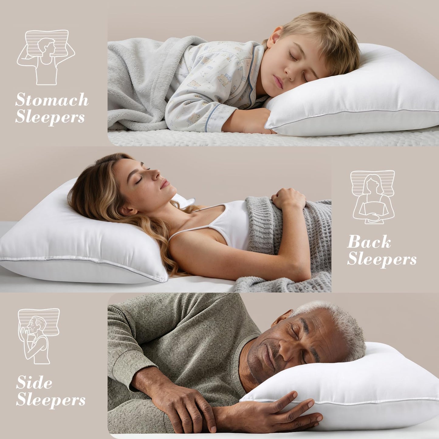 viewstar Bed Pillows Queen/Standard Size Set of 2, Hotel Collection, Down Alternative Firm Pillow for Side, Back or Stomach Sleepers, White