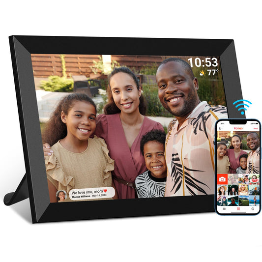 32GB FRAMEO 10.1 inch WiFi Digital Picture Frame 1280x800 HD IPS Touch Screen Smart Cloud Photo Frame, Auto-Rotate, Wall Mountable, Easy Setup to Share Photos or Videos via Frameo