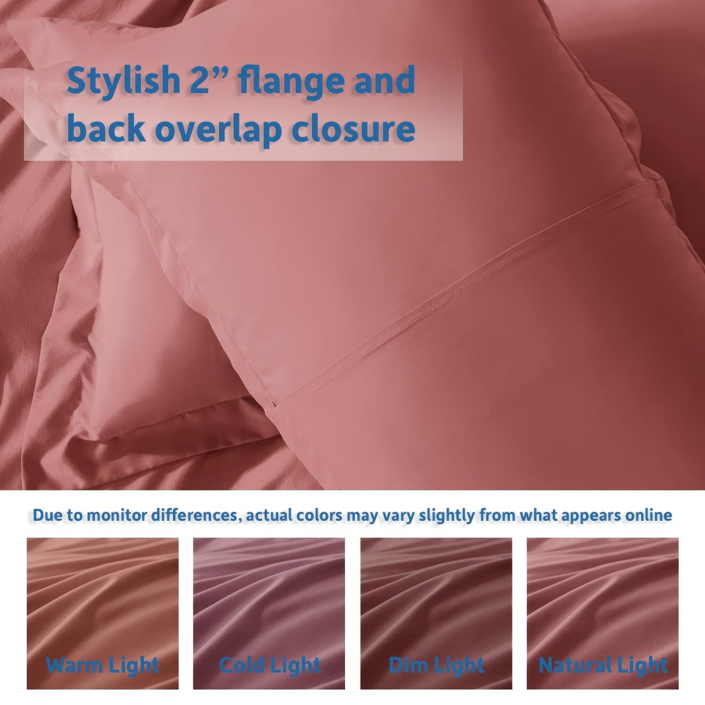 Nestl Pink Clay Duvet Cover Queen Size - Soft Double Brushed Queen Duvet Cover Set, 3 Piece, with Button Closure, 1 Duvet Cover 90x90 inches and 2 Pillow Shams