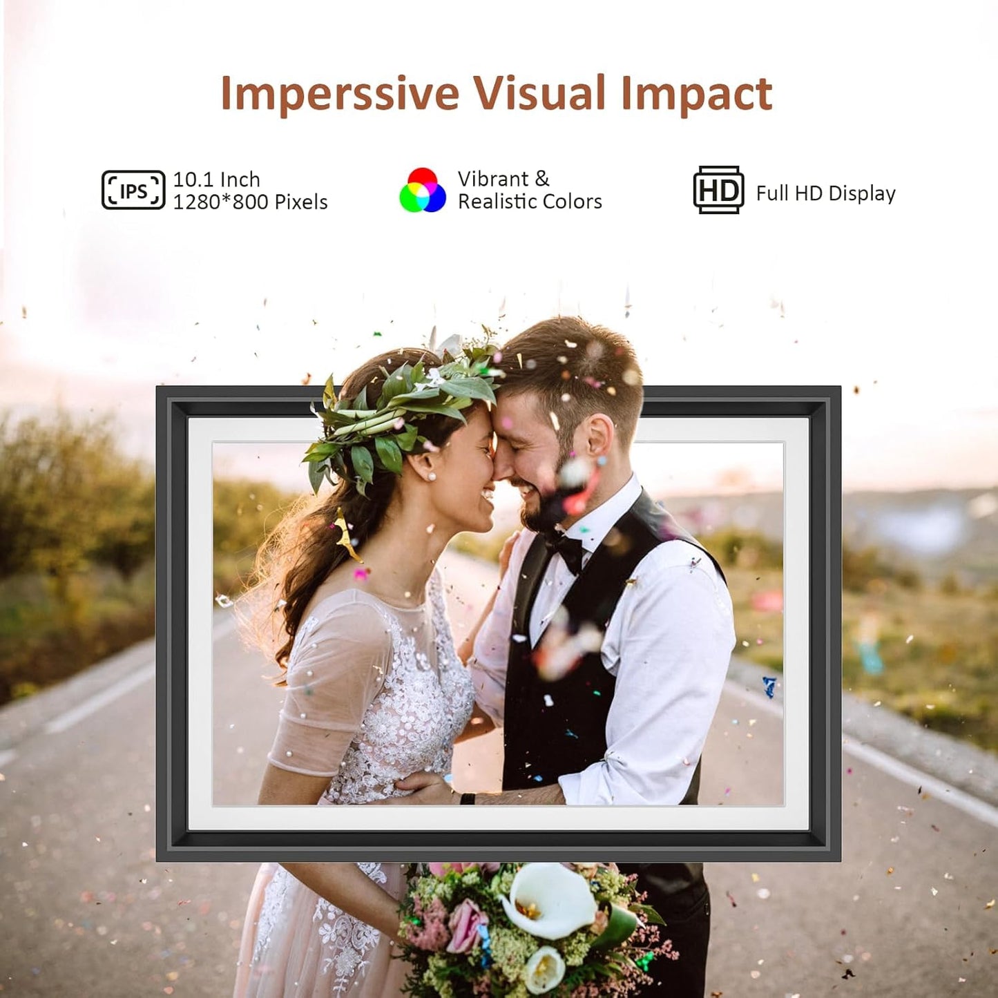 Livingpai 10.1 inch WiFi Digital Picture Frame, Touch Screen Smart Digital Photo Frame with 16GB Storage, WiFi Electronic Picture Frame Easy to Share Photos and Videos via Uhale App