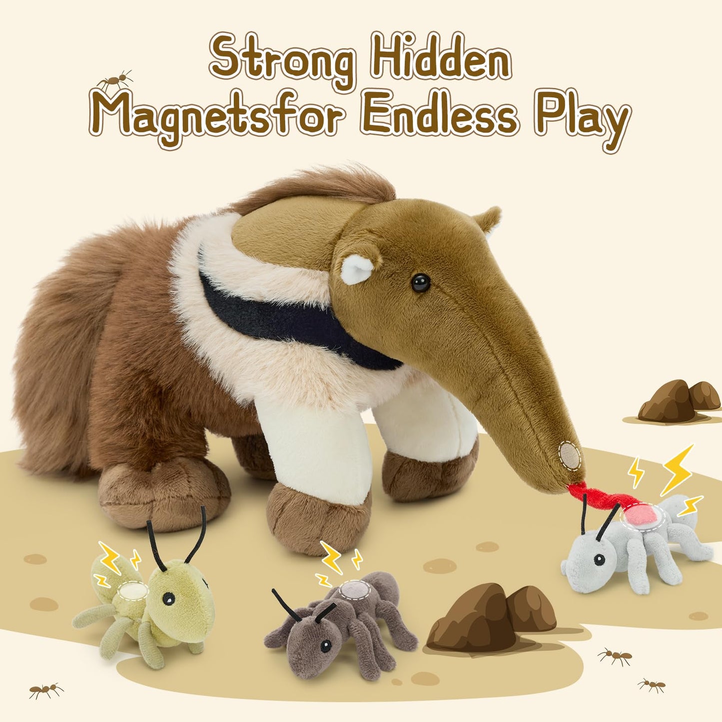 Muiteiur Anteater Plush with 3 Ant Plush