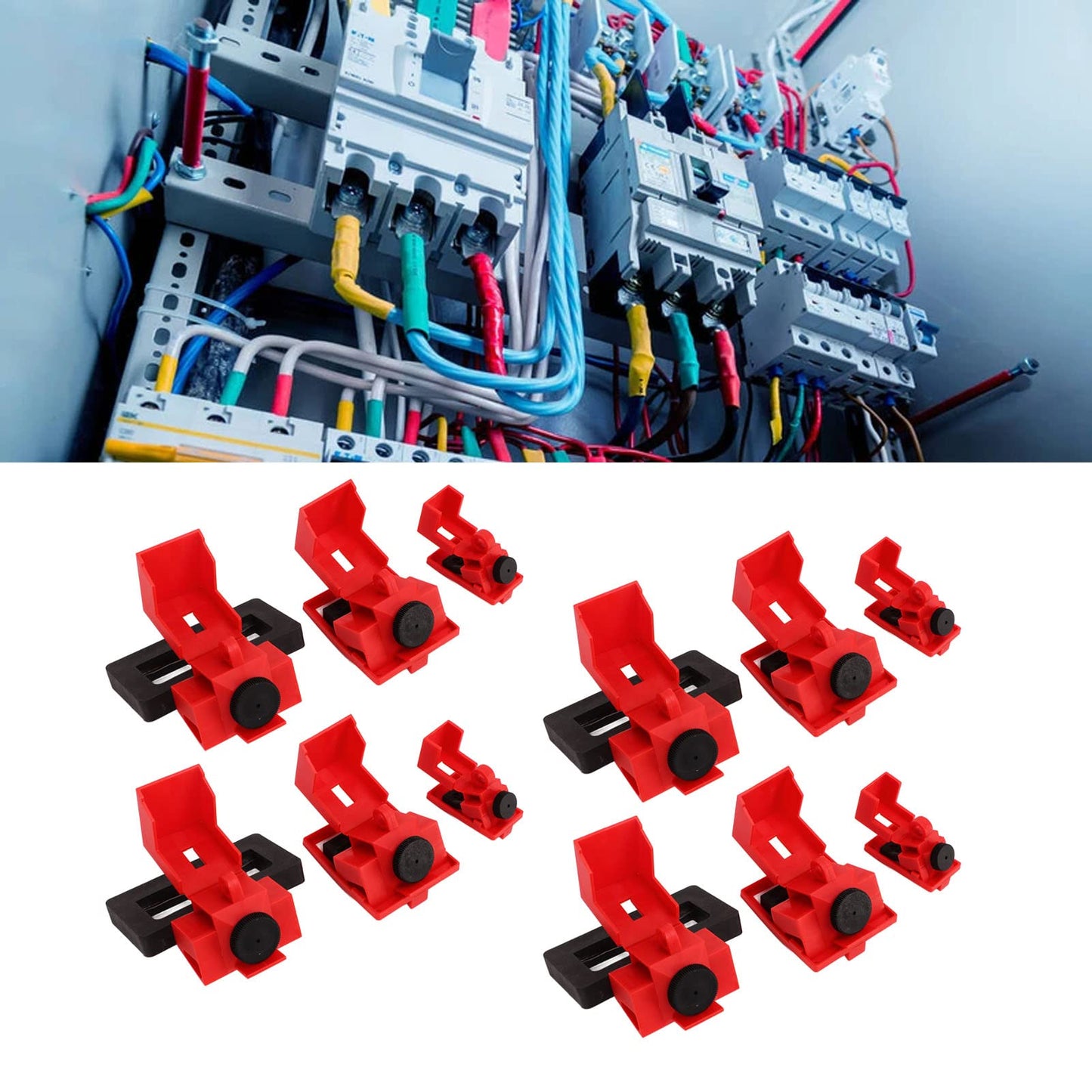 Circuit Breaker Lockout Device, Lockout Tagout Kit 12 Pcs Single Pole Breaker Lock Out Device Nylon Breaker Clamp On Lockout Tagout Kit for Loto Station Lock Out Tag Out Set