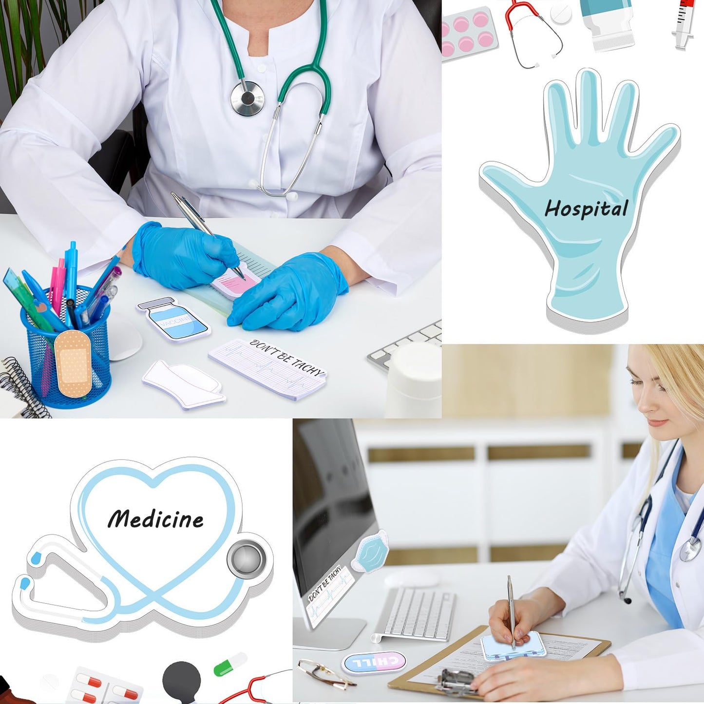 60 Pads Mini Funny Nurse Sticky Notes CNA Gifts Nursing Essentials Medical Themed Mini Notes Assorted Pads Self Stick Cute Memo for Gifts Hospital