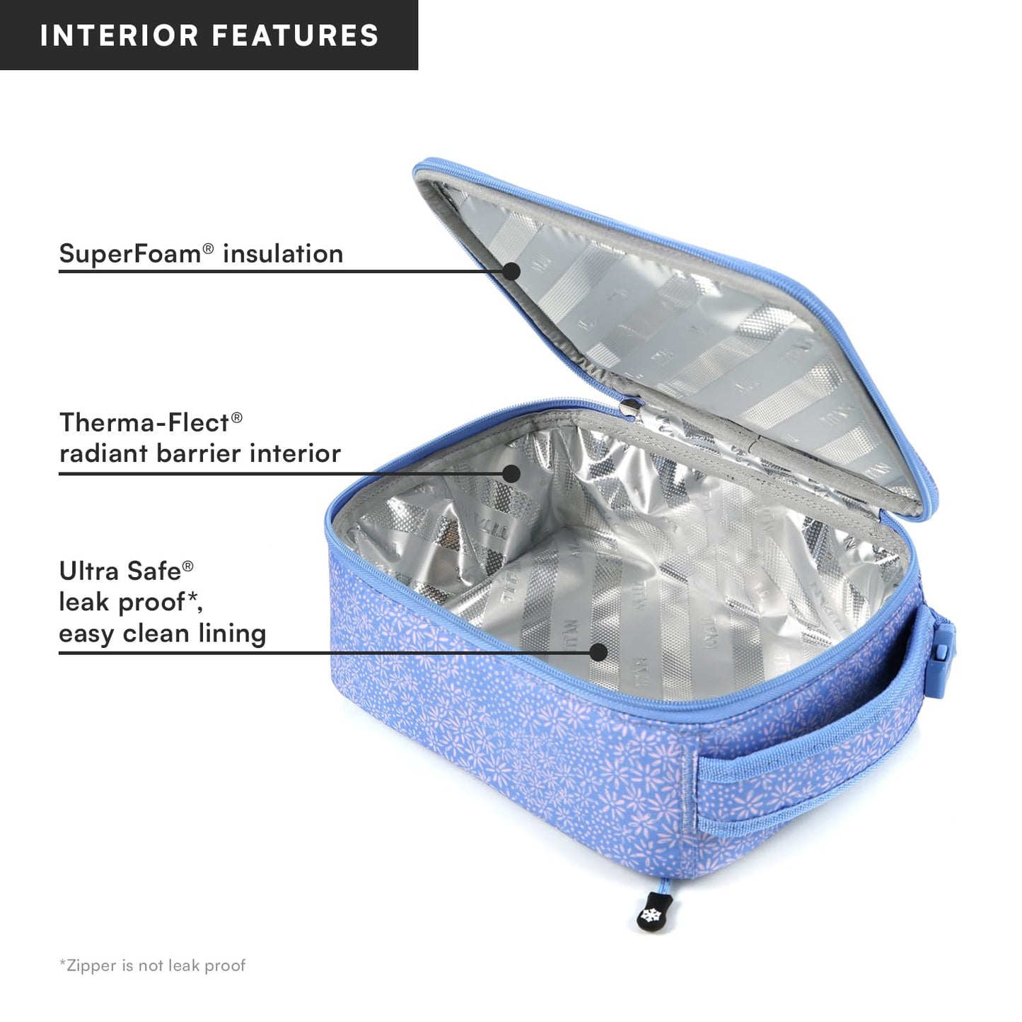 Titan by Arctic Zone Fridge Cold Lunch Box with 2 Gel Ice Packs, Small Insulated Cooler Bag with Leak Proof Lining for School and Work, Blooming Daisies