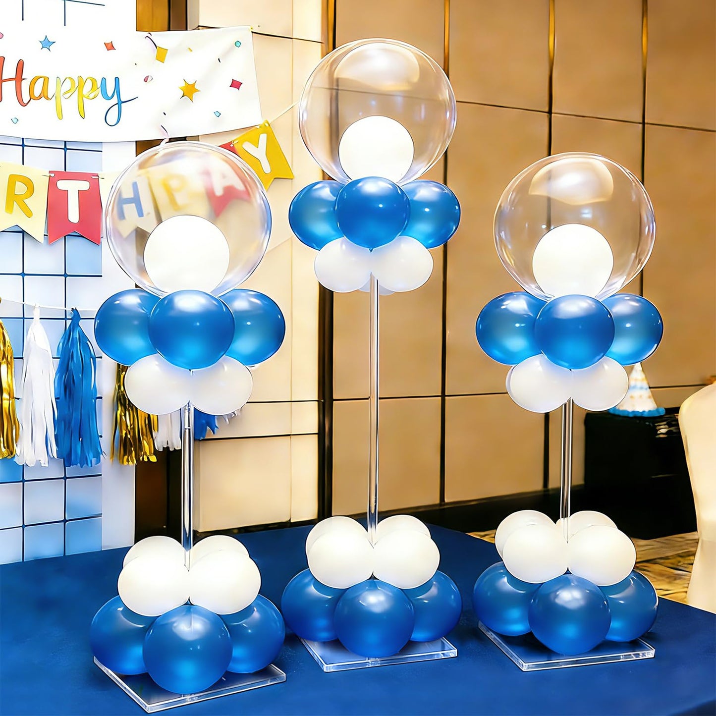 HONTUU 12 Pack Clear Acrylic Balloon Stand Kit, 23.6 Inch Reusable Balloon Sticks Holder With Base Perfect for Tabletop Centerpiece Party Event Decorations (23.6" 12 Pack)
