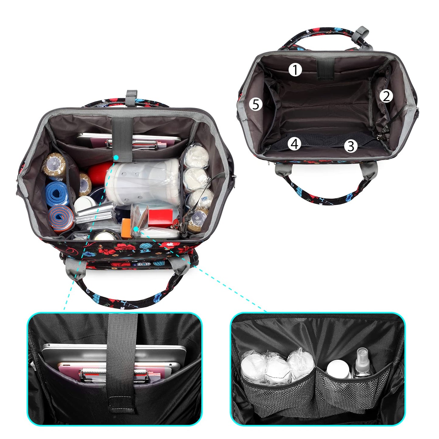Gatycallaty Large Backpack Purse for Women - 10.6"L x 7.6"W x 16.4"H, 20L Capacity, 2 Compartments and 12 Pockets, Holds up to 15.6" Laptop