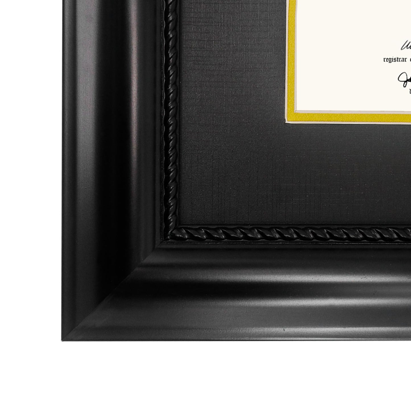 GMFrames 11x14 Diploma Degree Frame with Mat or Display 15x18 Certificates without Mat,Solid Wood,Black Finish with Intricate Black Rope Detail,UV Protection Acrylic