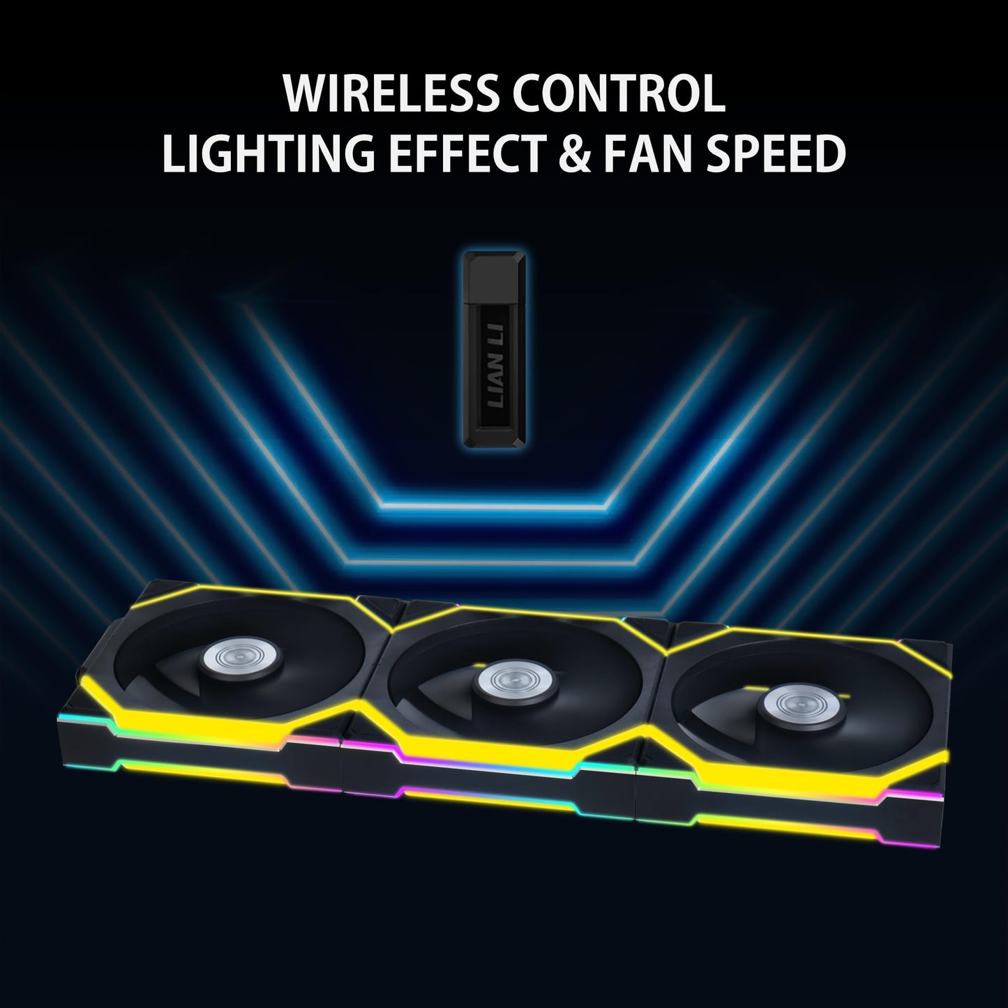 Lian Li UNI Fan SL - Wireless 120 - Triple Pack - ARGB PC Case Fan - 2.4 GHz Wireless Signal for RGB & Fans Control - Customizable Lighting Effects - Controller Included & Required - Black (12SL1W3B)
