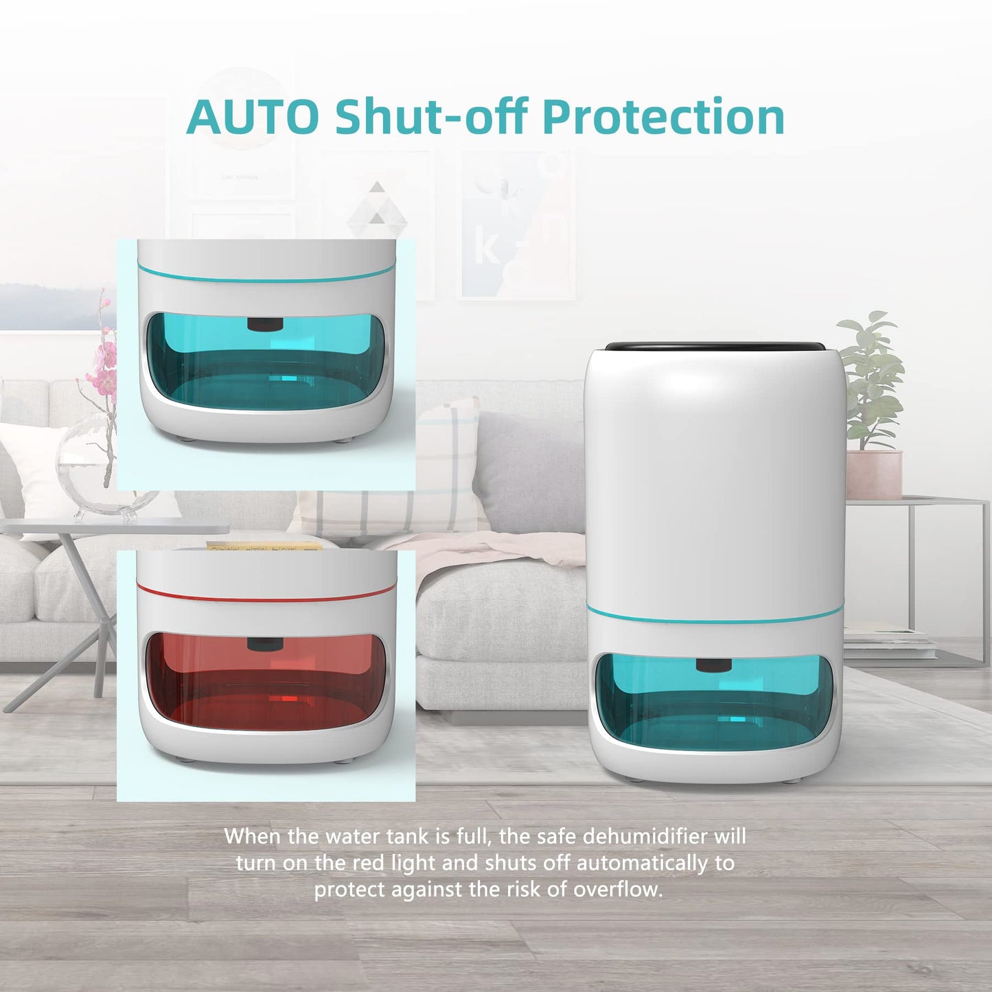 Hoomace Small Dehumidifiers for Bedroom w/Air Purifying Function, 1000 ml/35 oz for 2500 Cubic Feet (260 sq ft) with 7 Colorful LED Lights Timer Set Negative Ions Below 30 dB, Auto Shut-Down