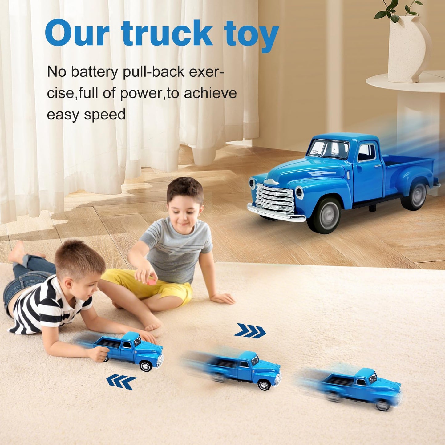 AGSIXZLAN 4 x Toy Cars for Toddlers 2 3 4 5 6 7 8 Years Alloy Toy Cars 1:32 for Toddlers Can Be Driven Car Door Can Be Opened Truck