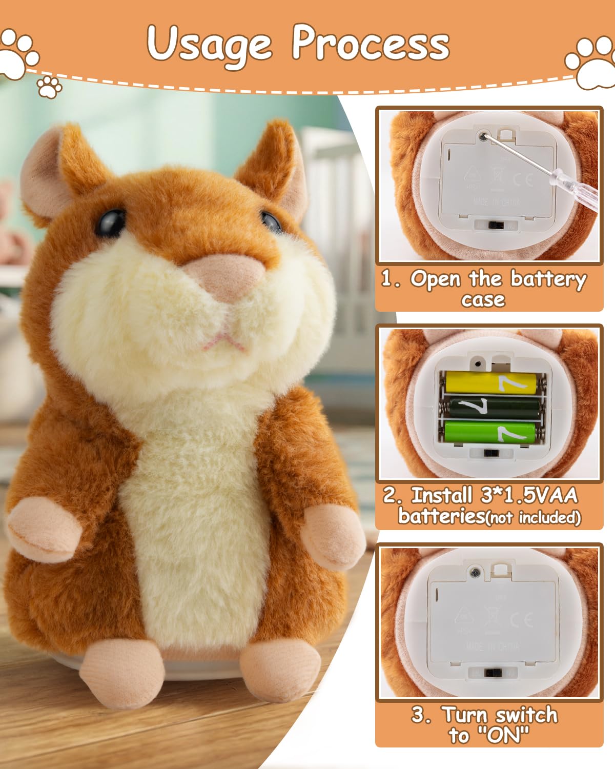 Ayeboovi Toddler Toys Talking Hamster Repeats What You Say Interactive Plush for Babies Interactive Games Birthday Gifts for Kids Boys Girls Ages 3 4 5 6